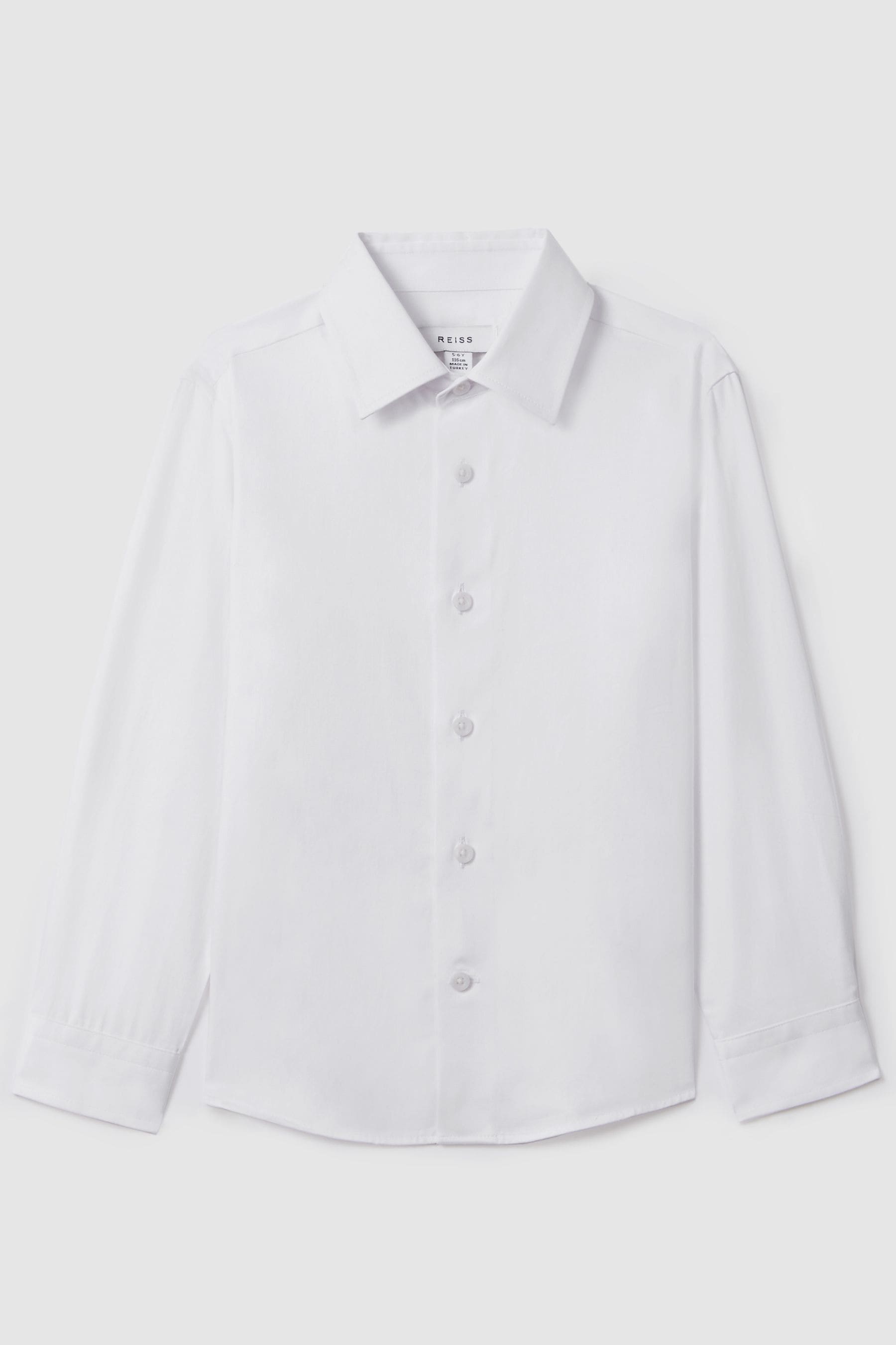 Reiss Remote - White Slim Fit Cotton Shirt, Uk 13-14 Yrs