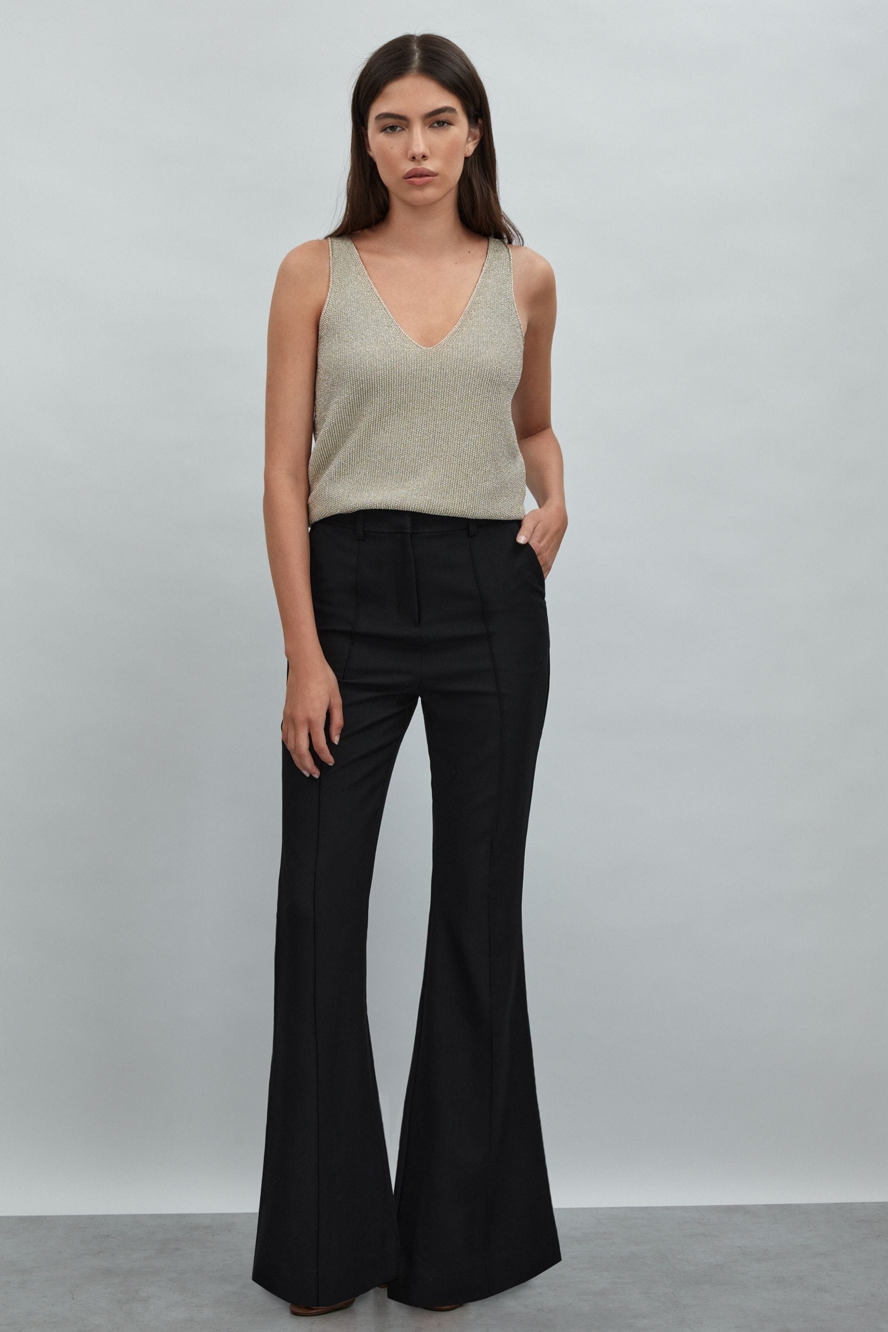 Acler High Rise Flared Trousers In Black