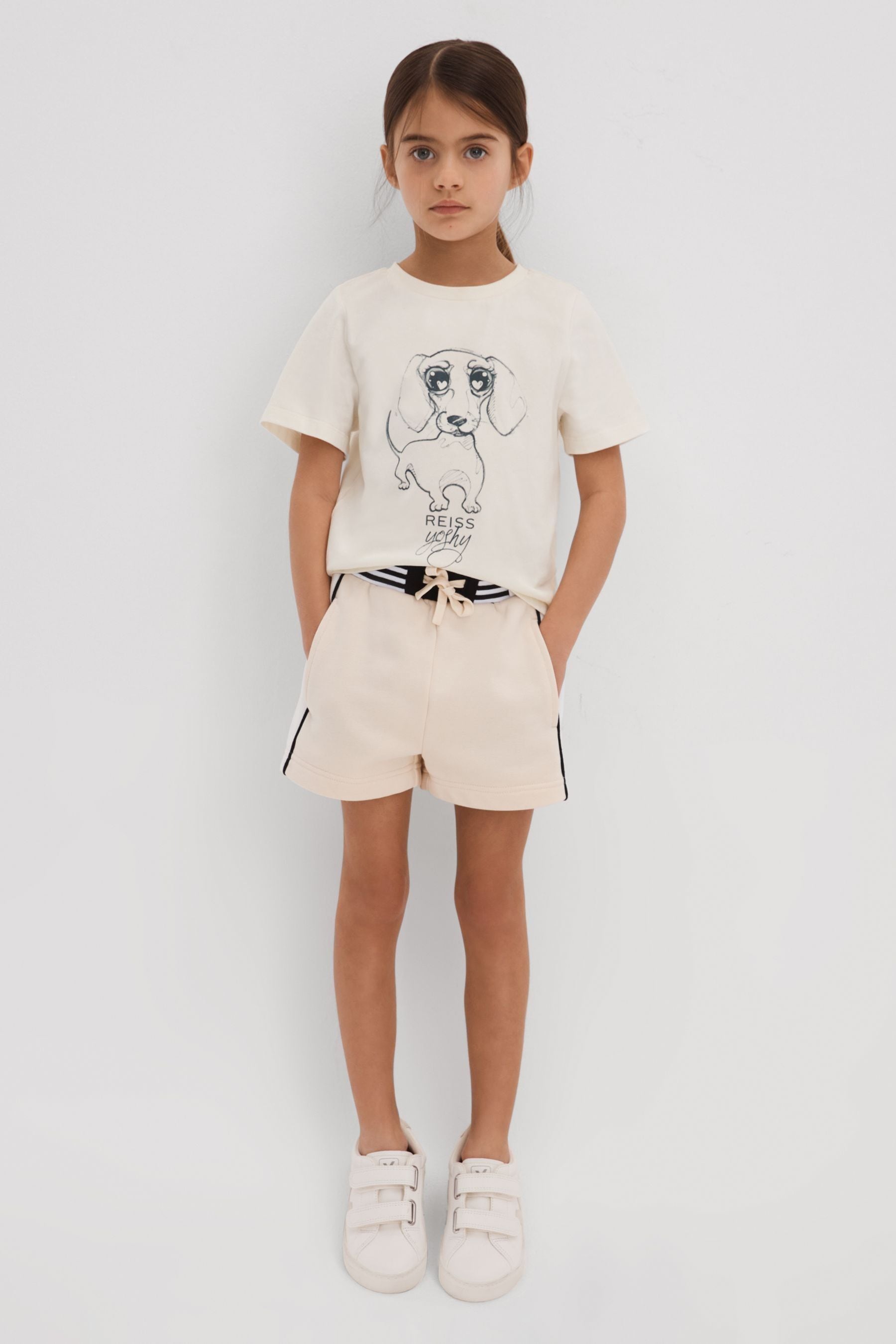 Shop Reiss Yoshy - Ivory Print Junior Cotton Print T-shirt, Age 8-9 Years