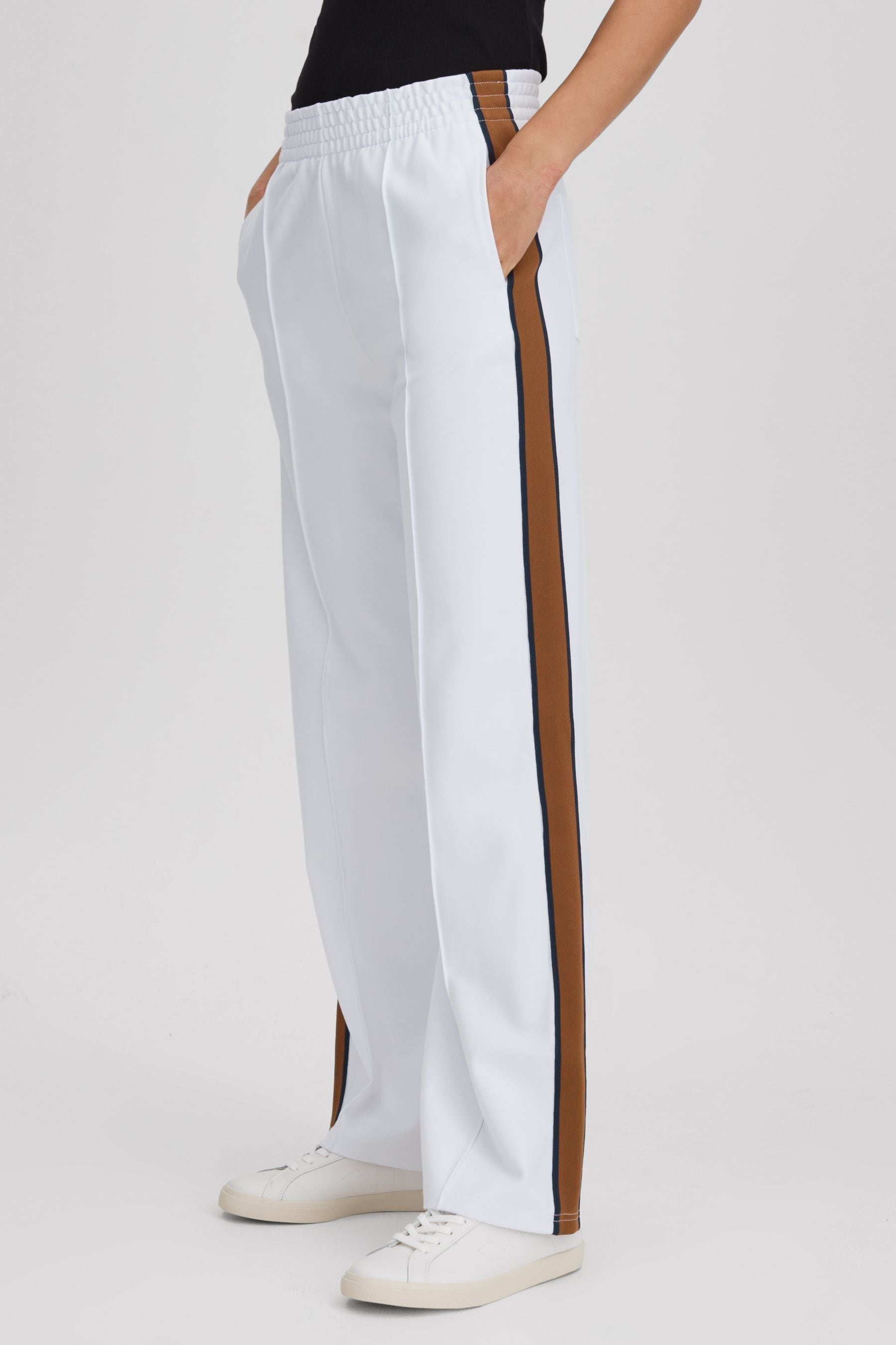 The Upside Elasticated Waist Side Stripe Joggers In White