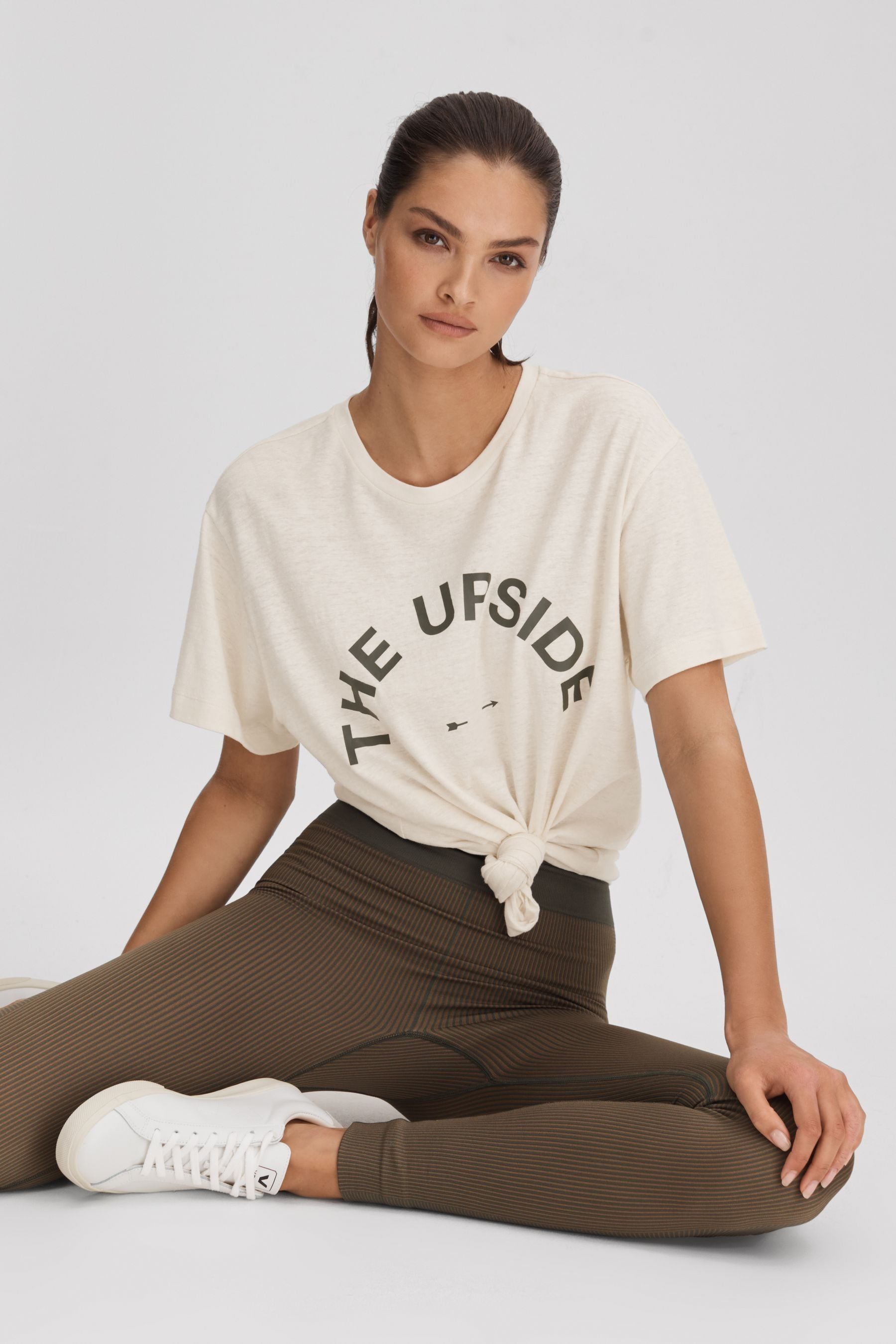Shop The Upside Marled Crew-neck T-shirt In Natural