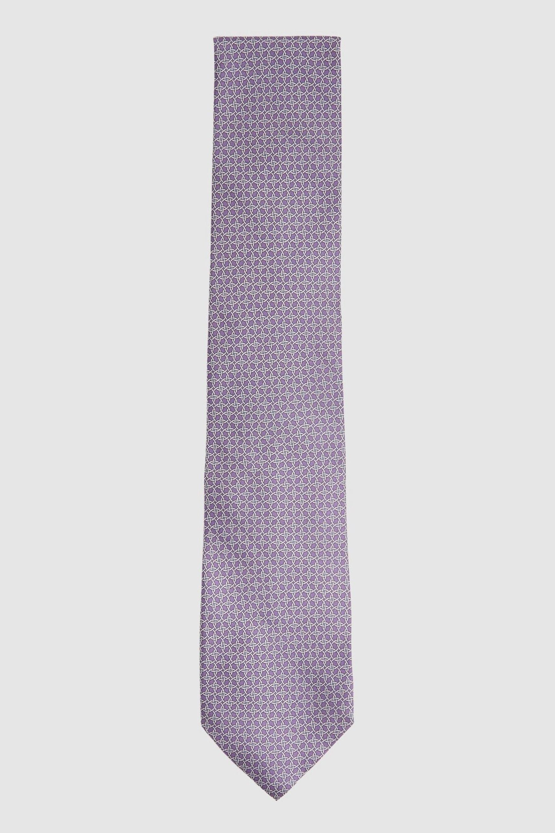 Reiss Como - Orchid Silk Geometric Print Tie, In Pink