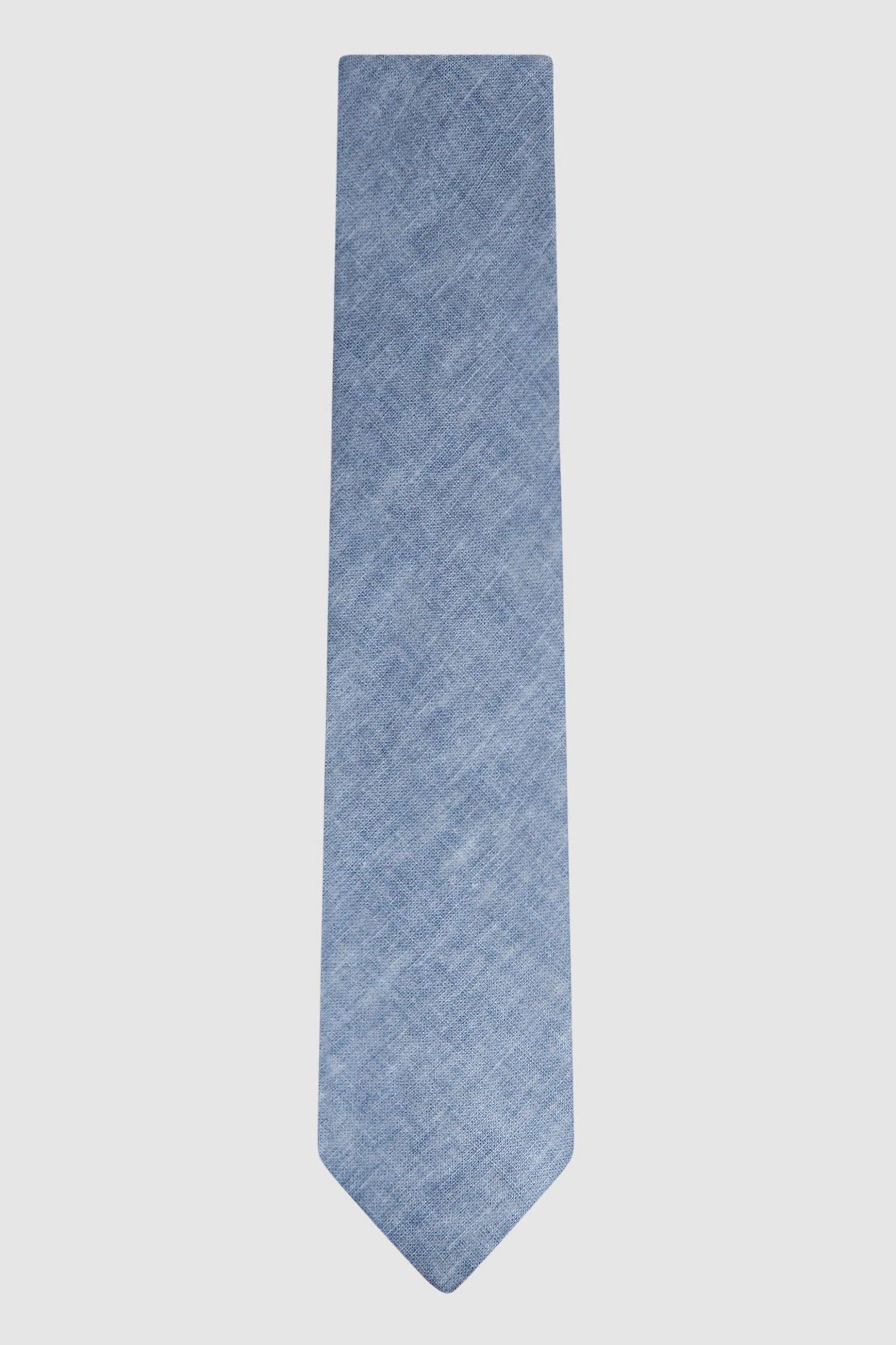 Shop Reiss Vitali - Denim Melange Linen Tie, One