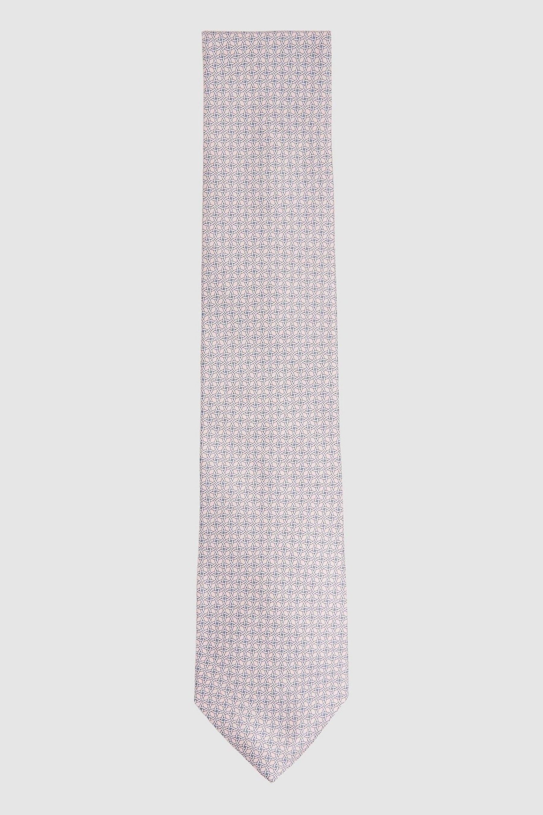 Reiss Como - Soft Rose Silk Geometric Print Tie, In Multi