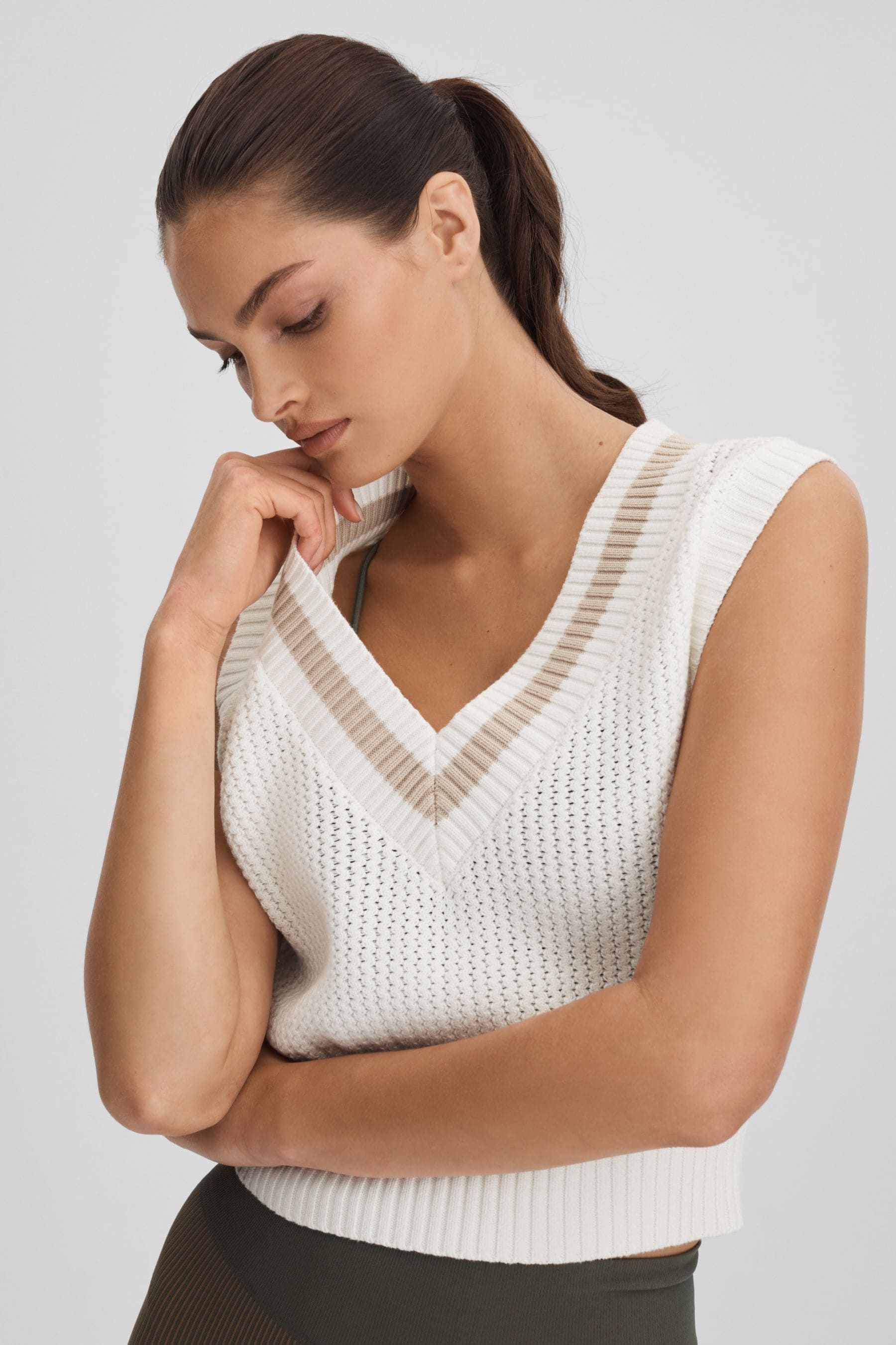 The Upside Knitted Cotton Cropped Vest In White
