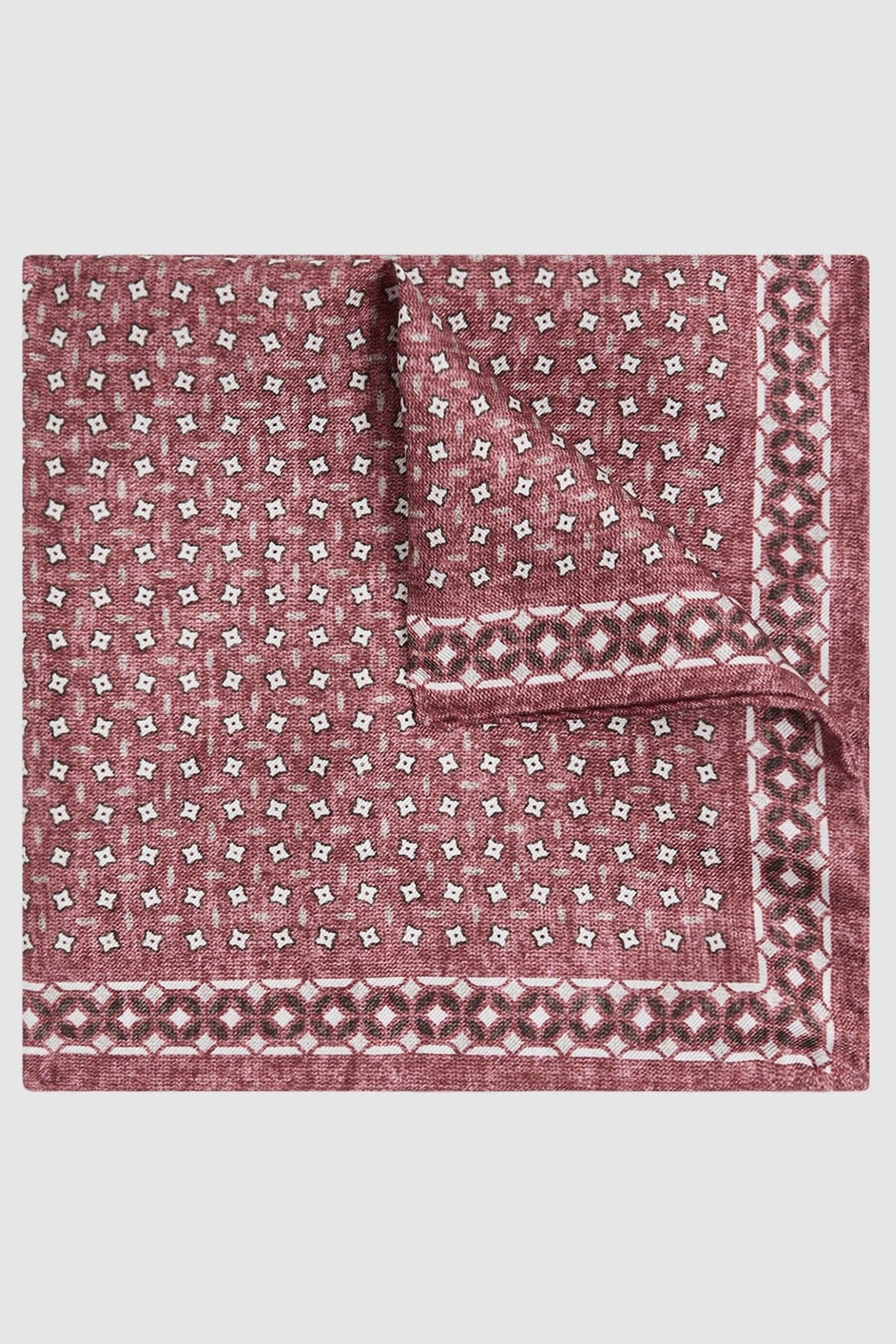Reiss Nicolo - Dusty Rose Silk Floral Print Pocket Square, One In Pink