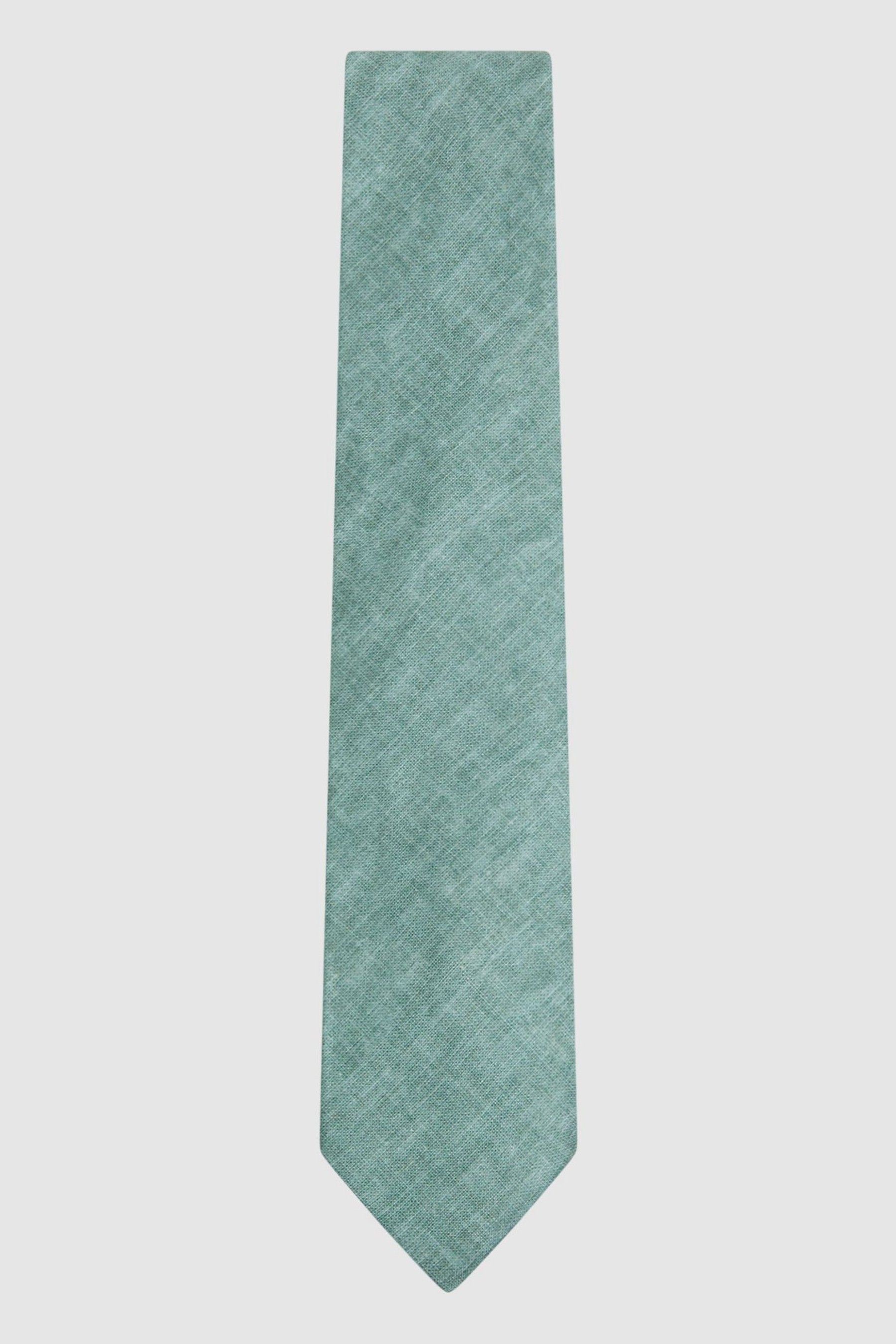 Shop Reiss Vitali - Pistachio Melange Linen Tie,