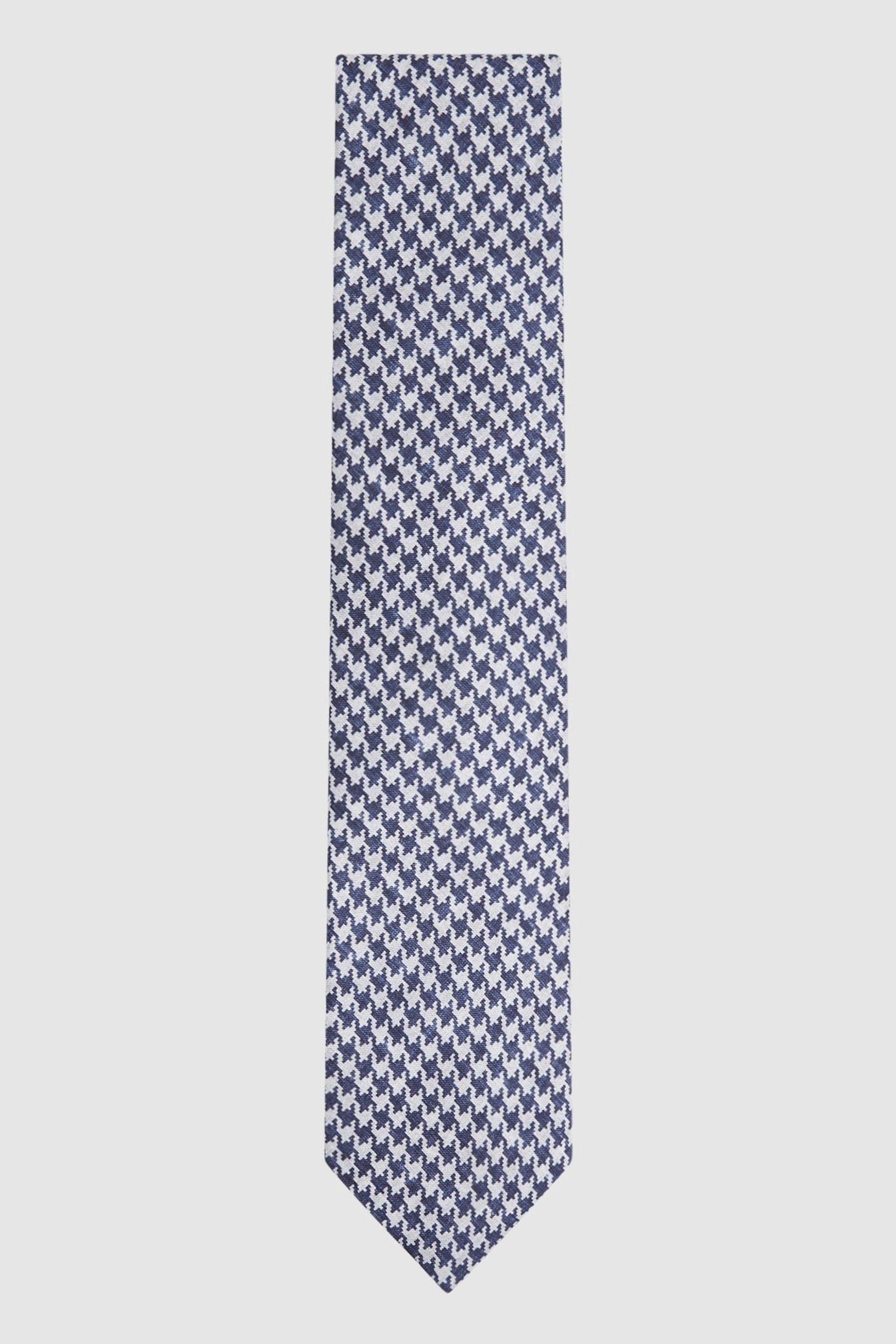 Reiss Gesu - Airforce Blue Silk Dogtooth Tie,