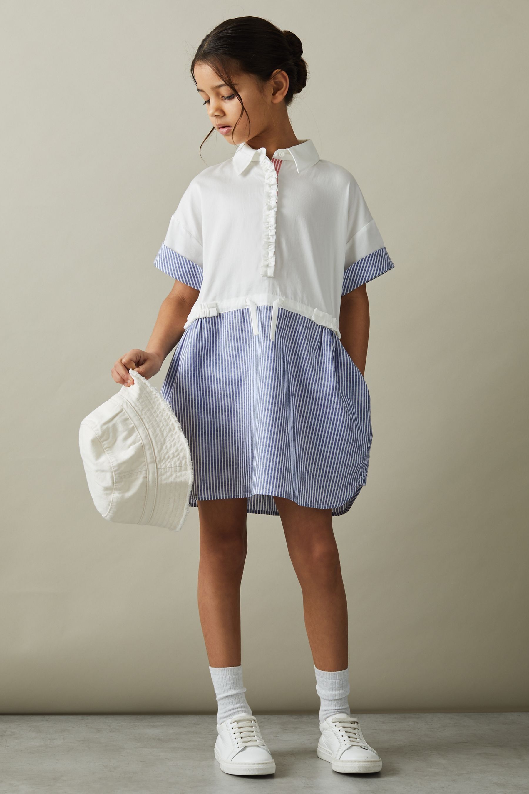 Shop Reiss Maxy - Ivory Junior Cotton Shirt Dress, Uk 7-8 Yrs
