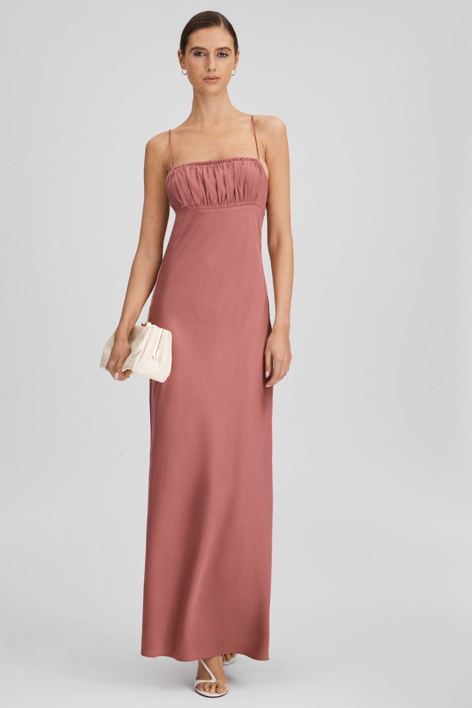 Shop Paige Ruched Maxi Dress In Dusk Pink