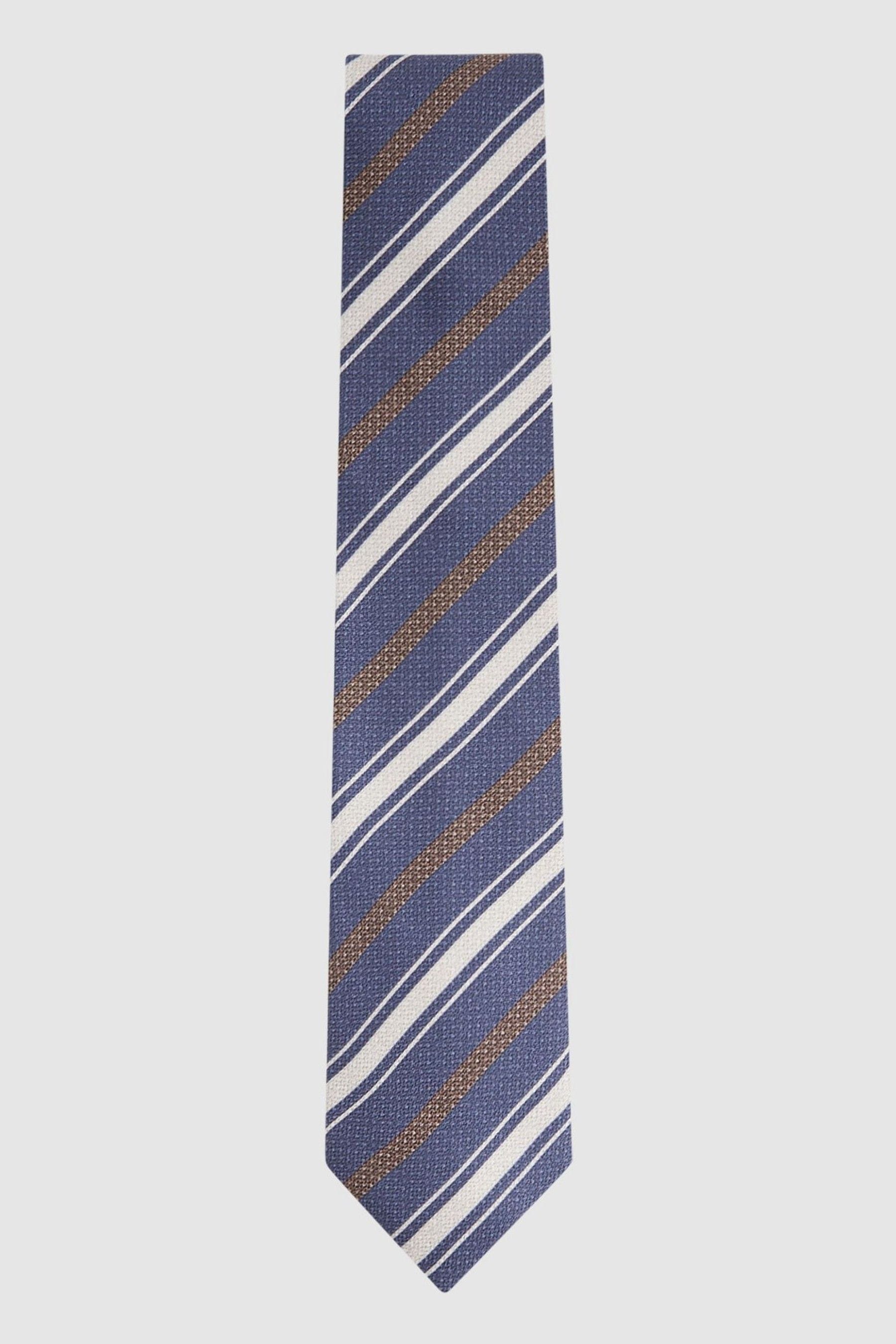 Reiss Duomo - Indigo Silk Striped Tie, In Multi