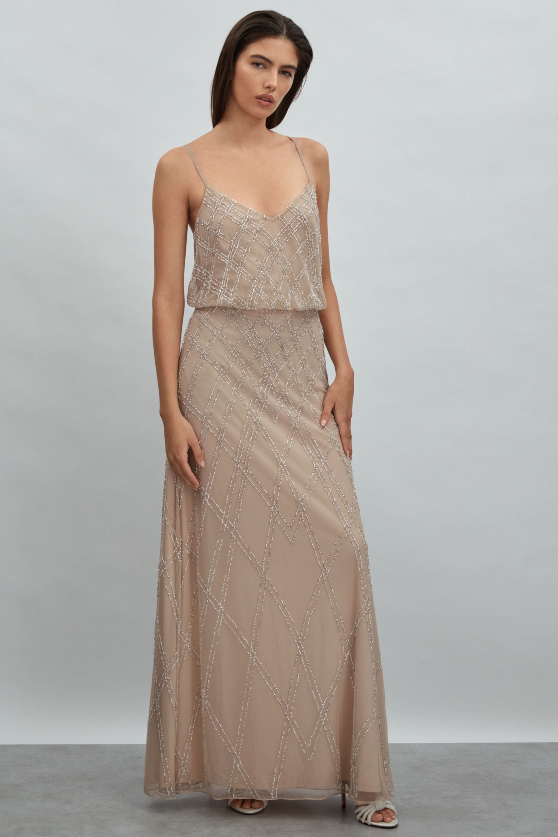 Raishma Embellished Maxi Dress In Nude