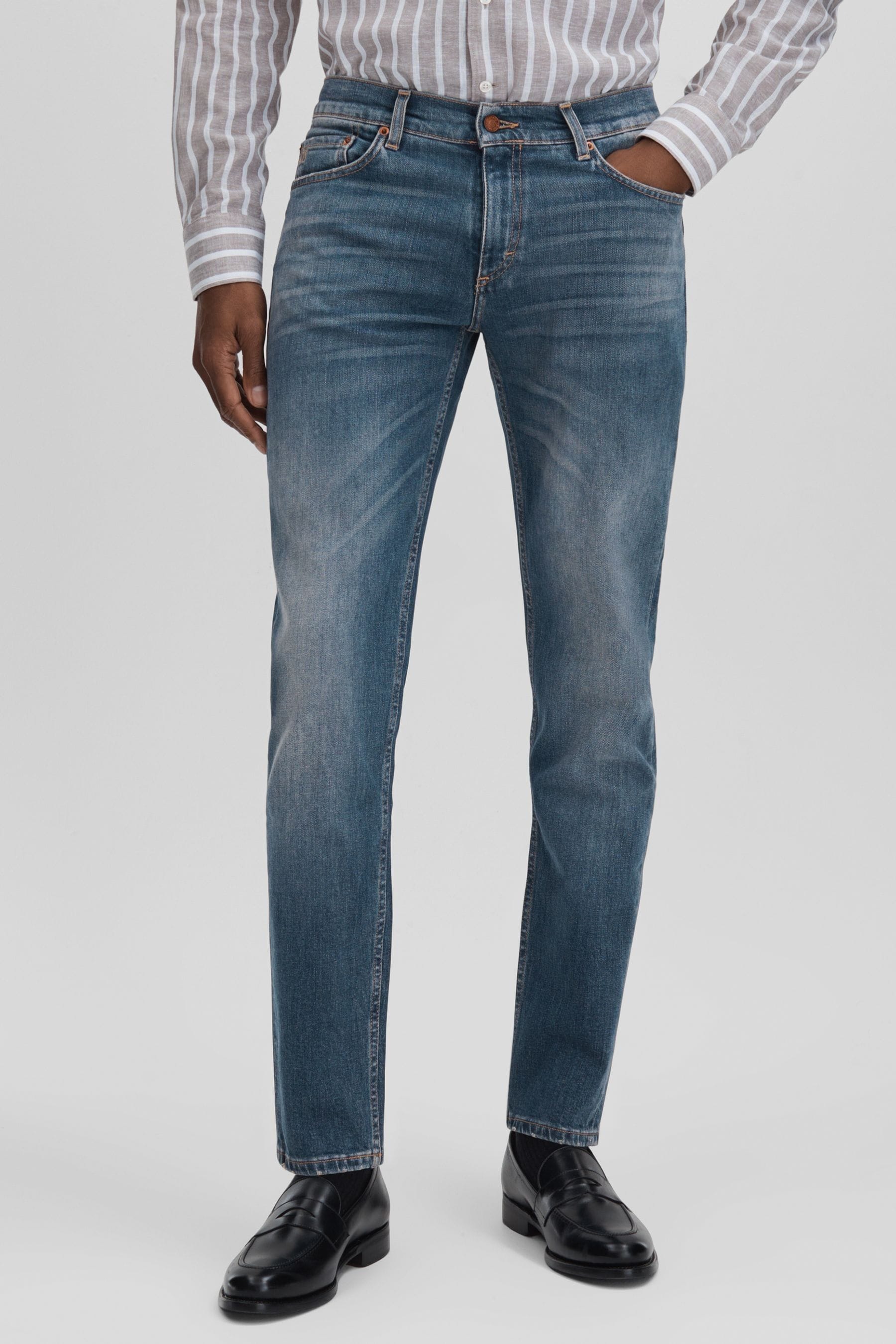 Shop Oscar Jacobson Slim Fit Jeans In Denim Blue