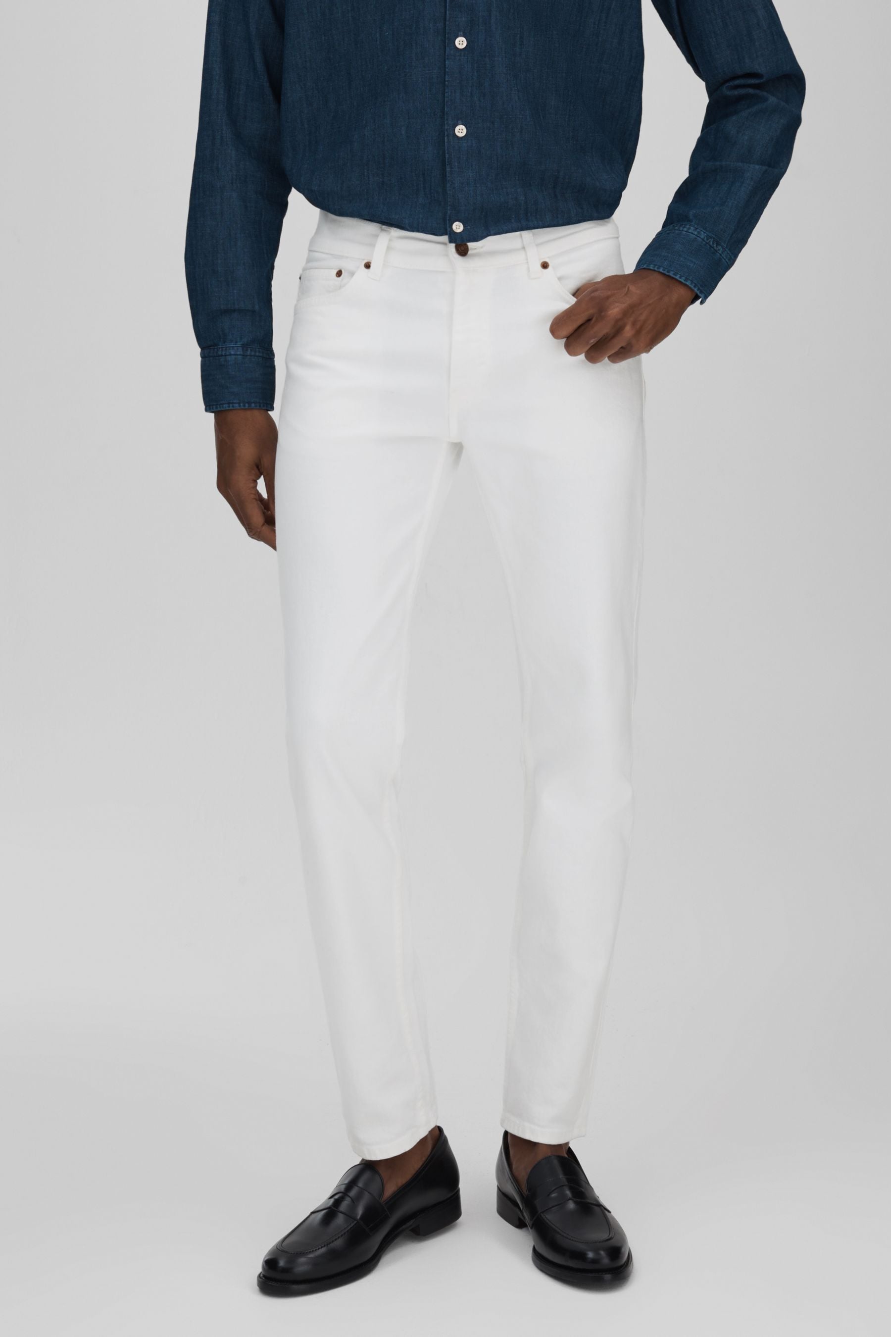 Shop Oscar Jacobson Slim Fit Jeans In Snow White