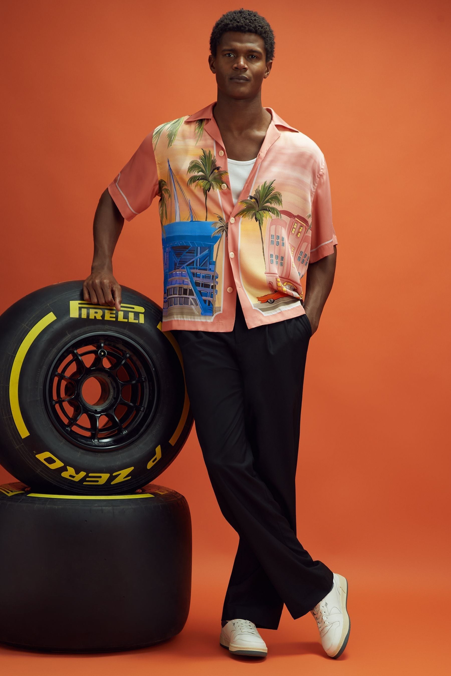 Reiss Mclaren Mclaren Drive - Mclaren F1 Miami Exclusive Cuban Collar Shirt, S In Pink Multi