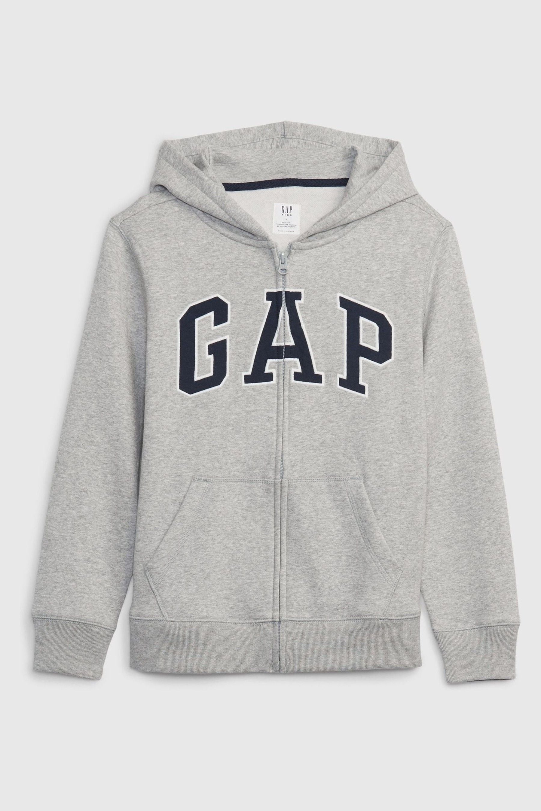 Gap Boys Grey Logo Zip Up Hoodie (4-13yrs) - Grey
