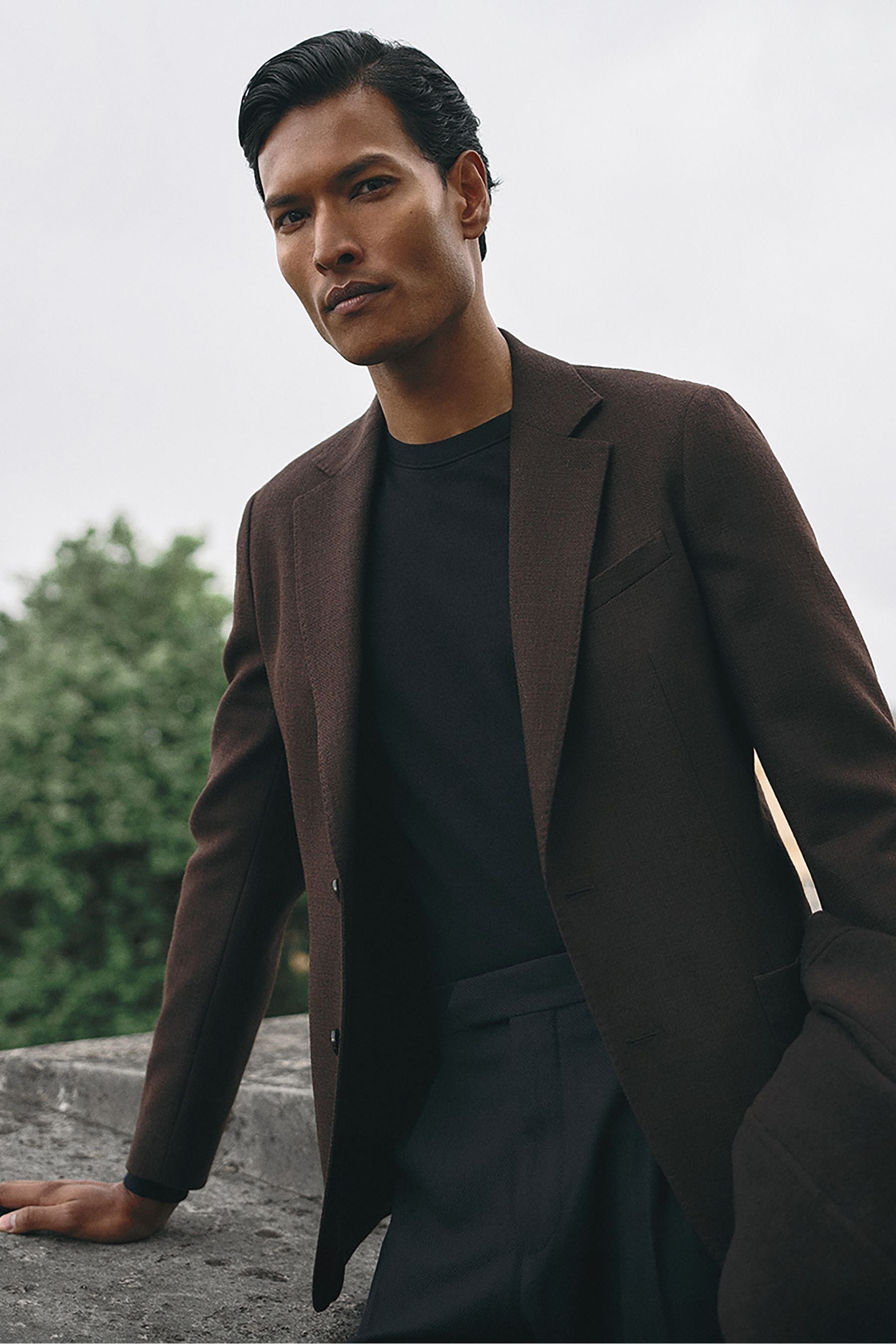 Reiss Chocolate Brown Single-breasted Wool Blend Blazer Slim Fit In Chocolate Brown
