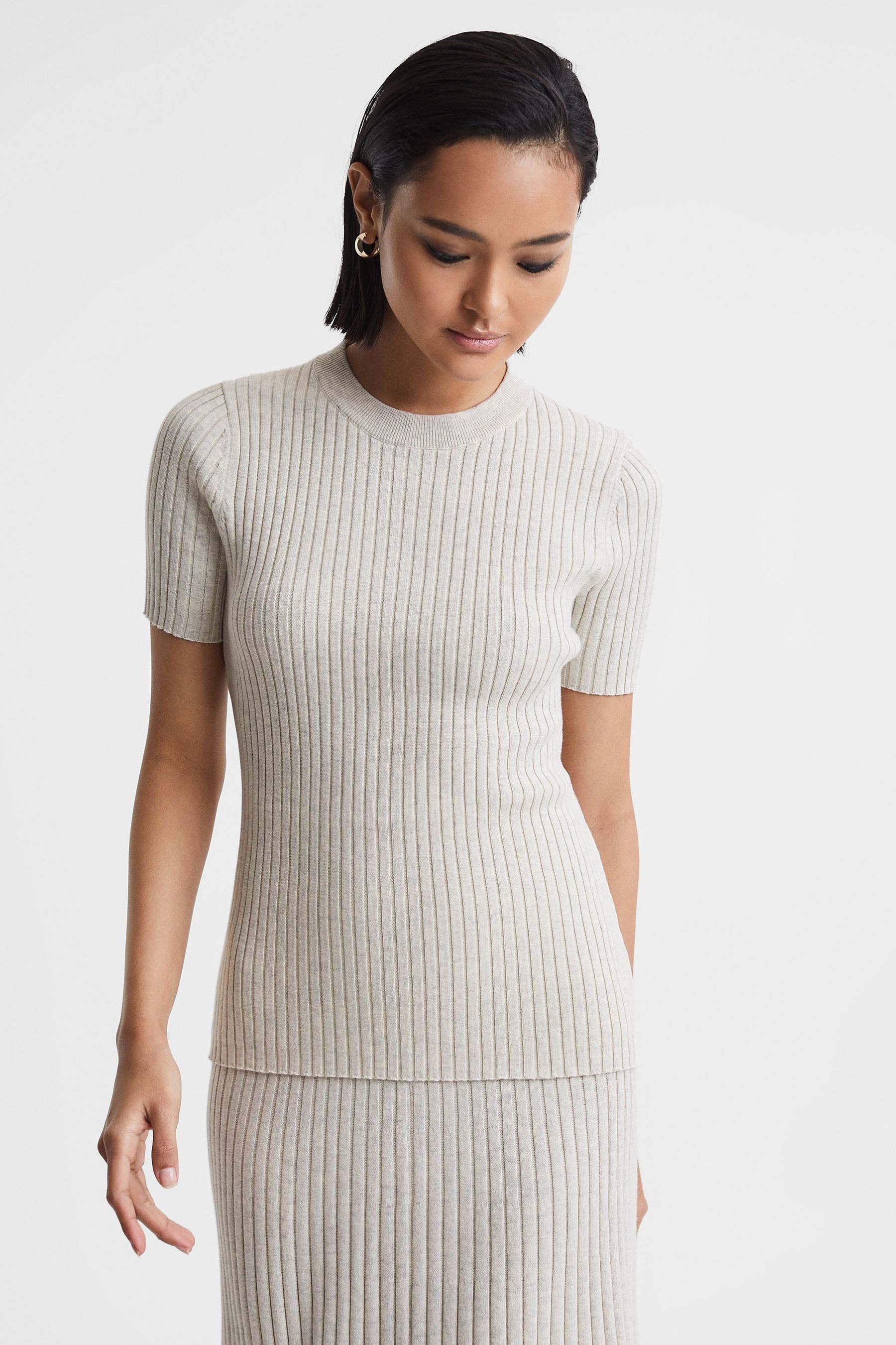 Anna Quan Cotton Ribbed T-shirt In Ecru