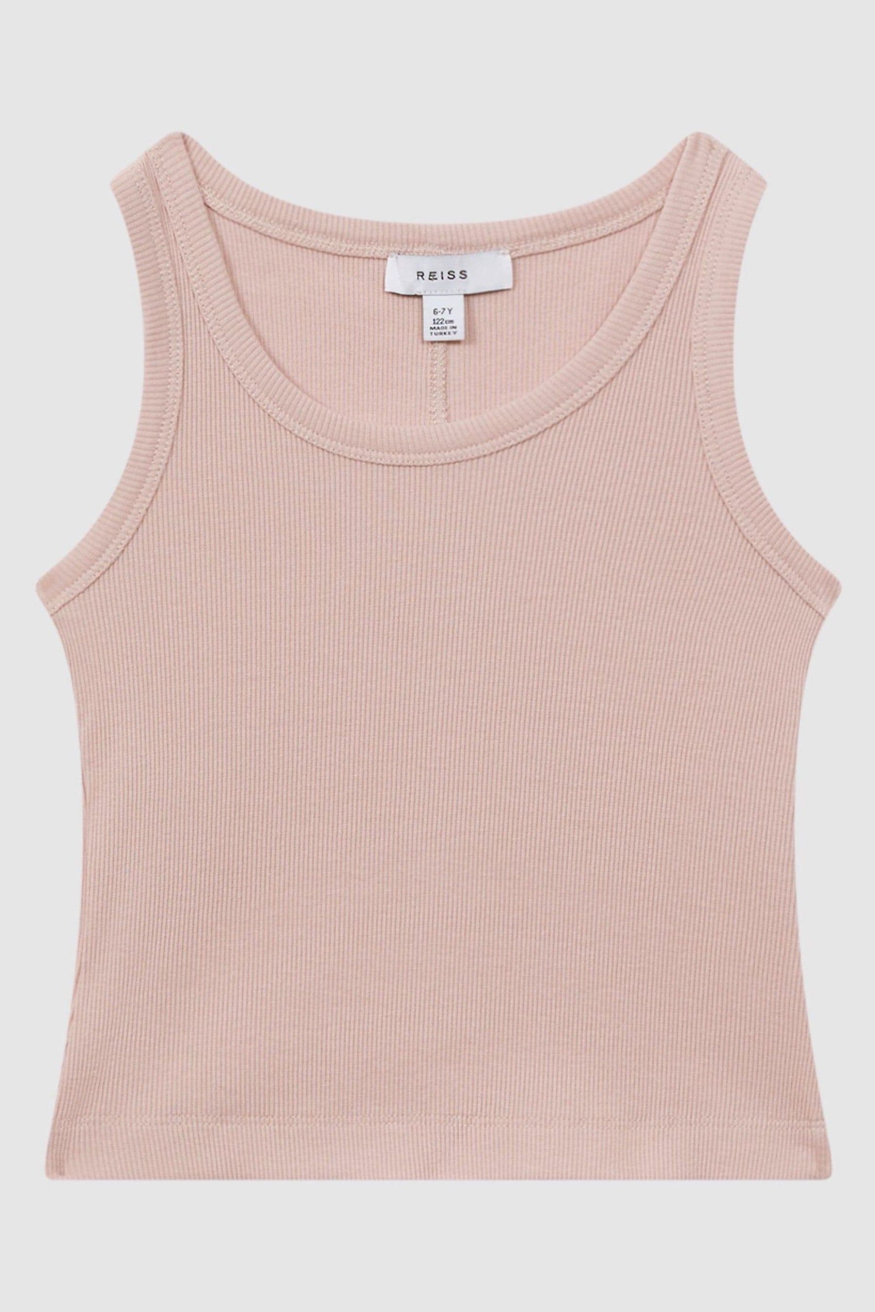 Reiss Pale Pink Teen Cotton Blend Ribbed Vest In Pale Pink