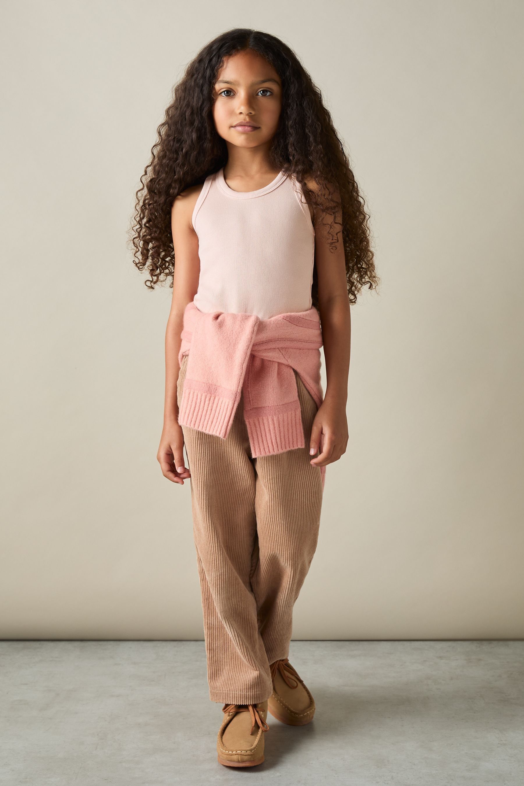 Reiss Kids' Pale Pink Junior Cotton Blend Ribbed Vest