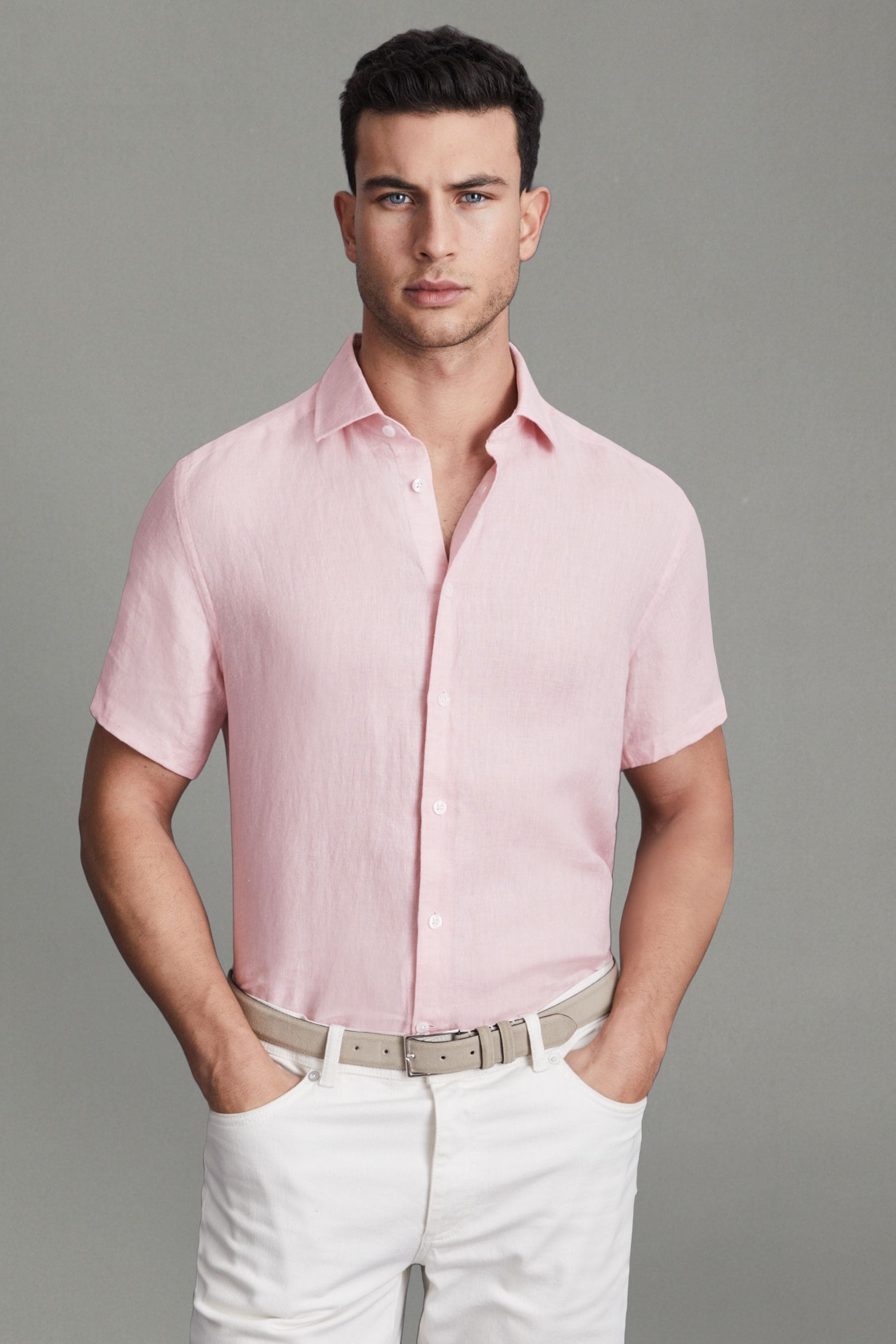 Shop Reiss Holiday - Flamingo Slim Fit Linen Button-through Shirt, M
