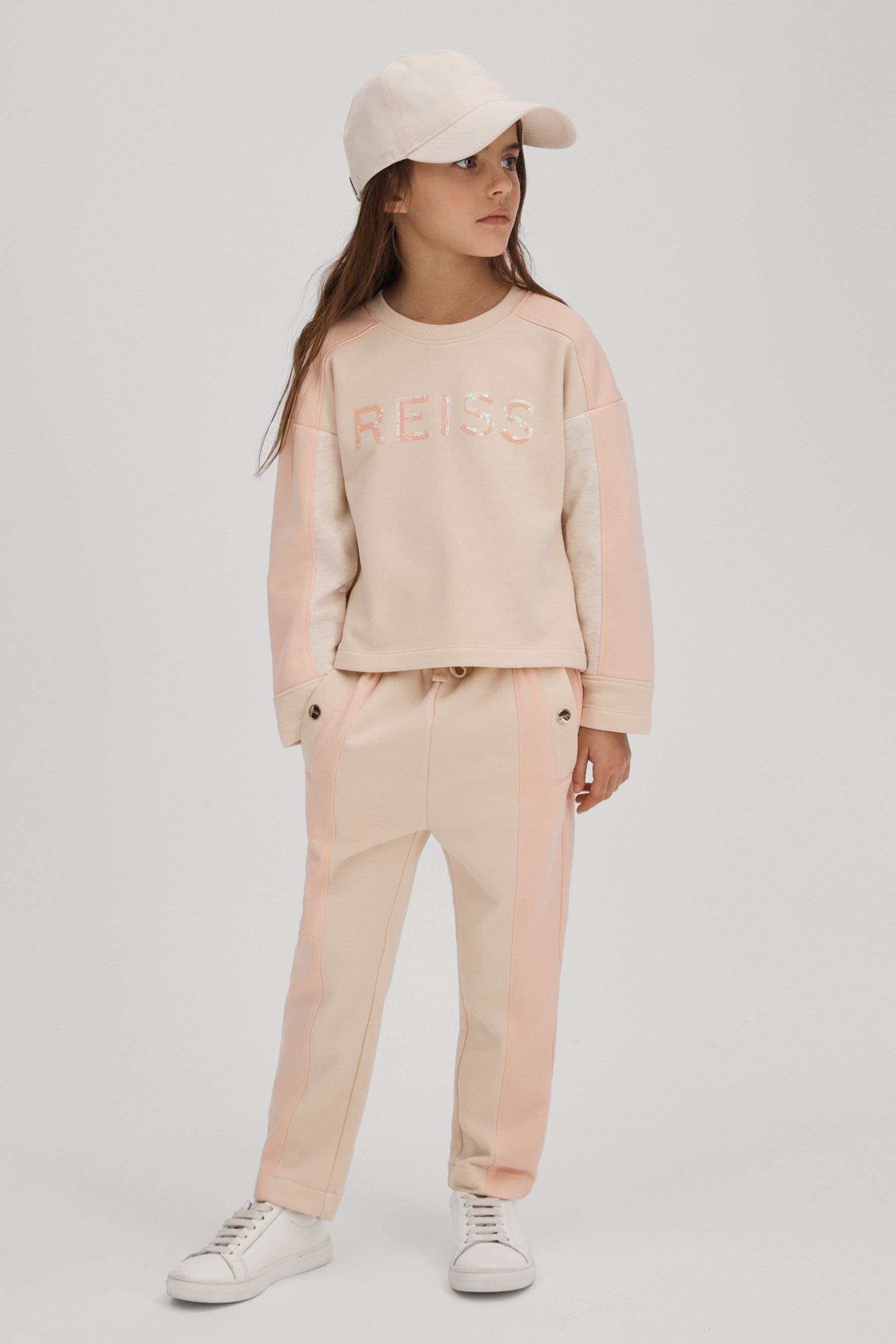 Reiss Kids' Ivy - Pink Senior Cotton Blend Sequin Sweatshirt, Uk 9-10 Yrs
