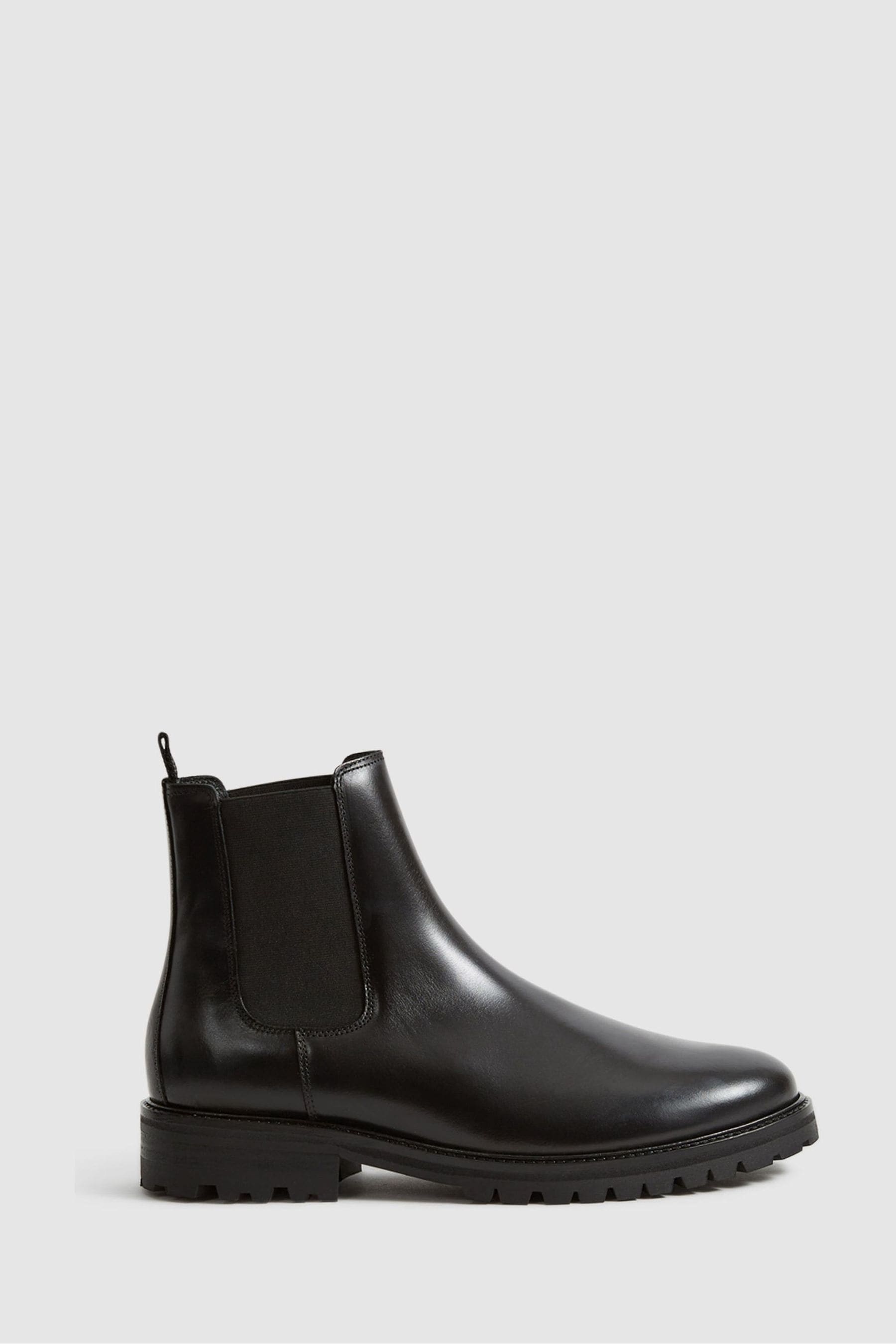 Reiss Mens Black Tenor Leather Chelsea Boots
