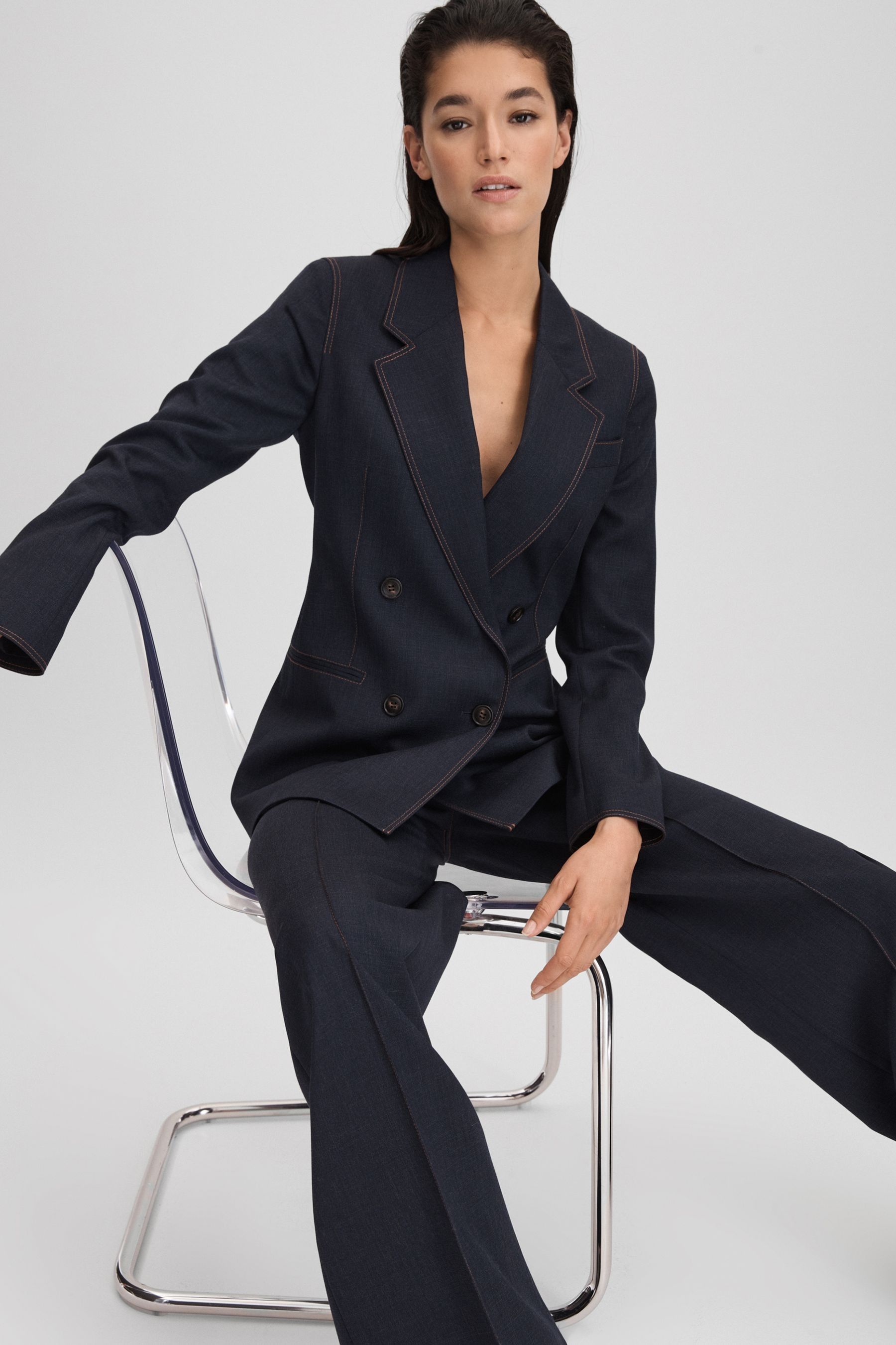 Shop Reiss Raven - Navy Wool Blend Denim Look Suit Blazer, Us 8