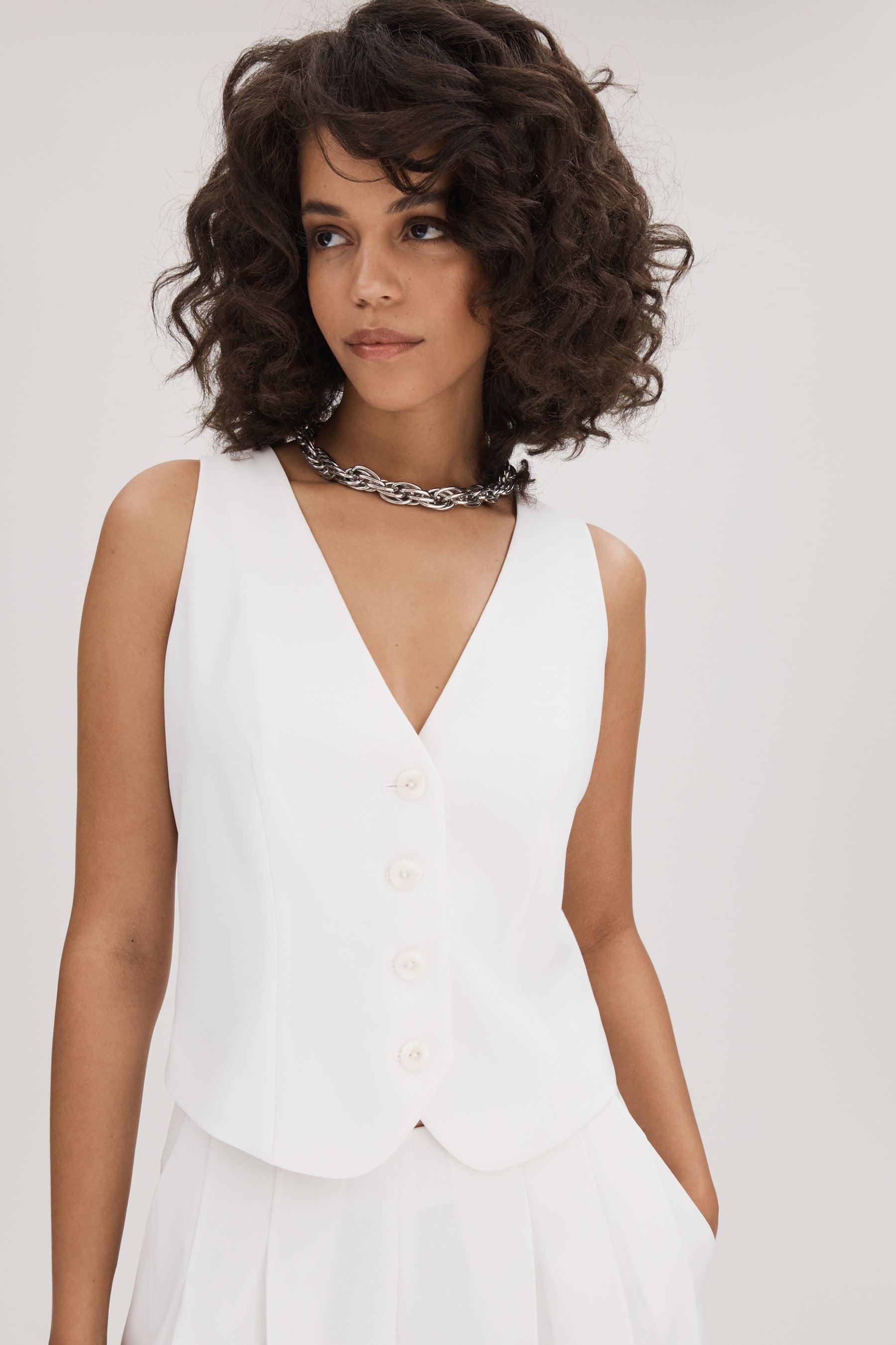 Florere Single Breasted Waistcoat In Ivory