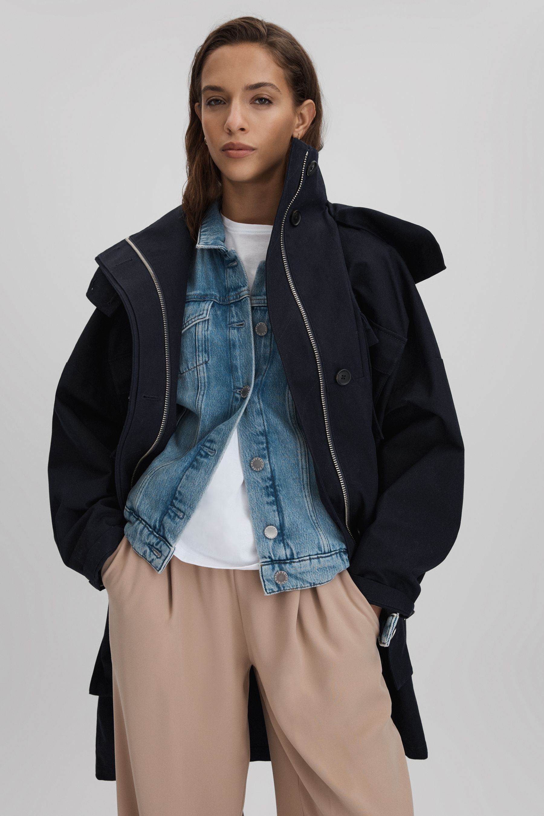 Reiss Peyton Hooded Parka In Navy