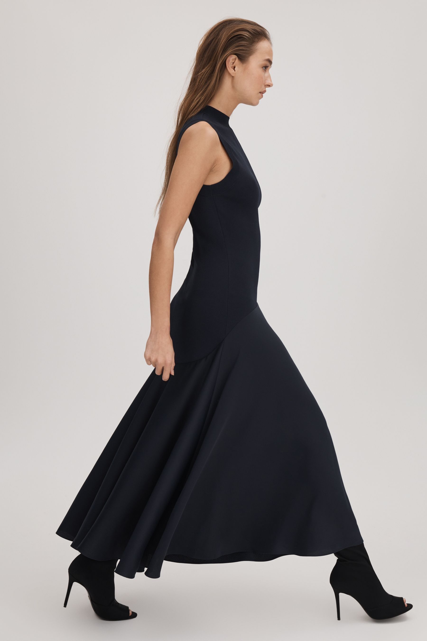 Florere Fit-and-flare Midi Dress In Navy