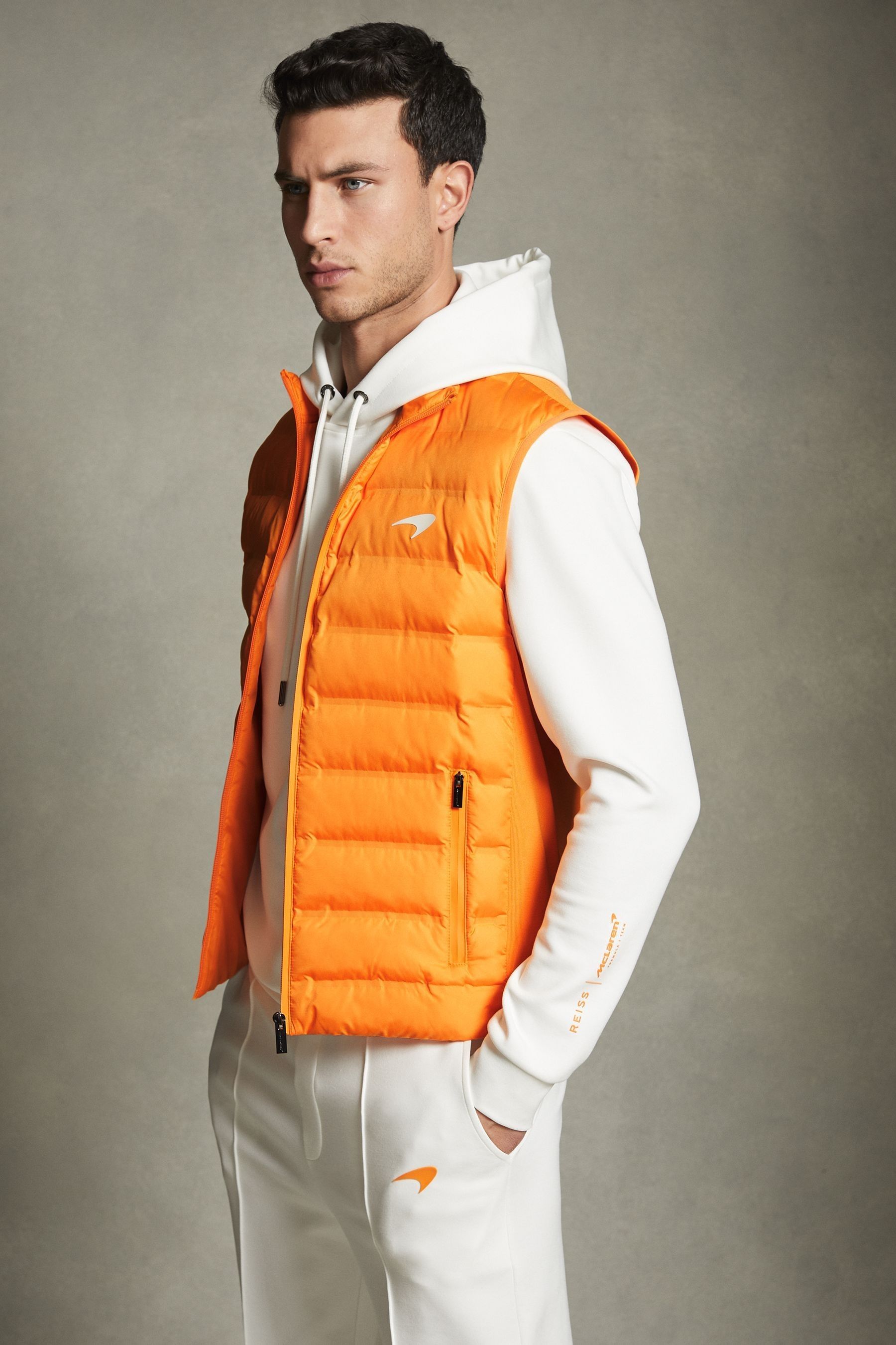 Shop Mclaren Foster -  F1 Hybrid Quilt And Knit Gilet, Xl In Papaya