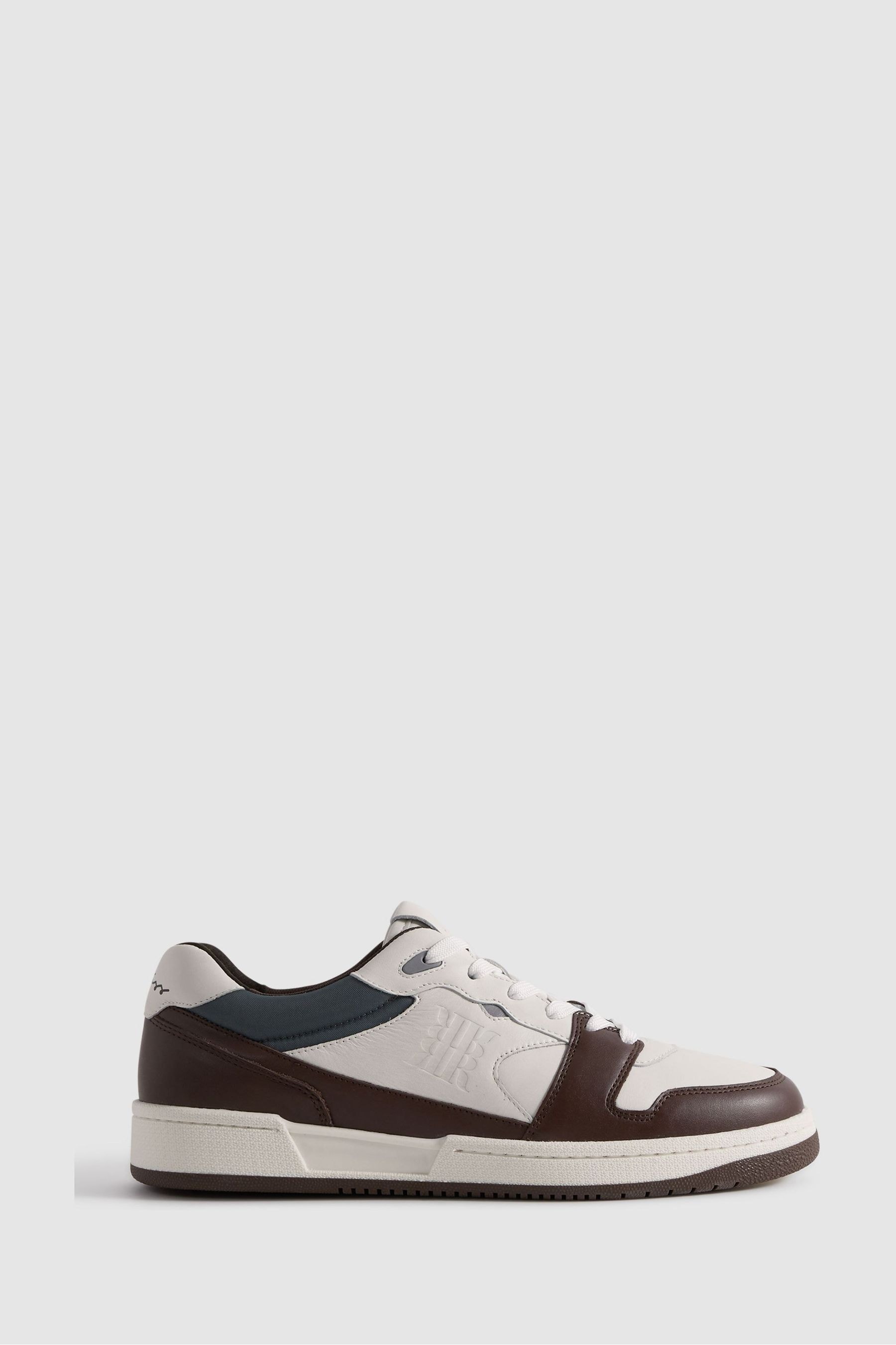 Reiss Astor - Brown Leather Lace-up Trainers, Us 10