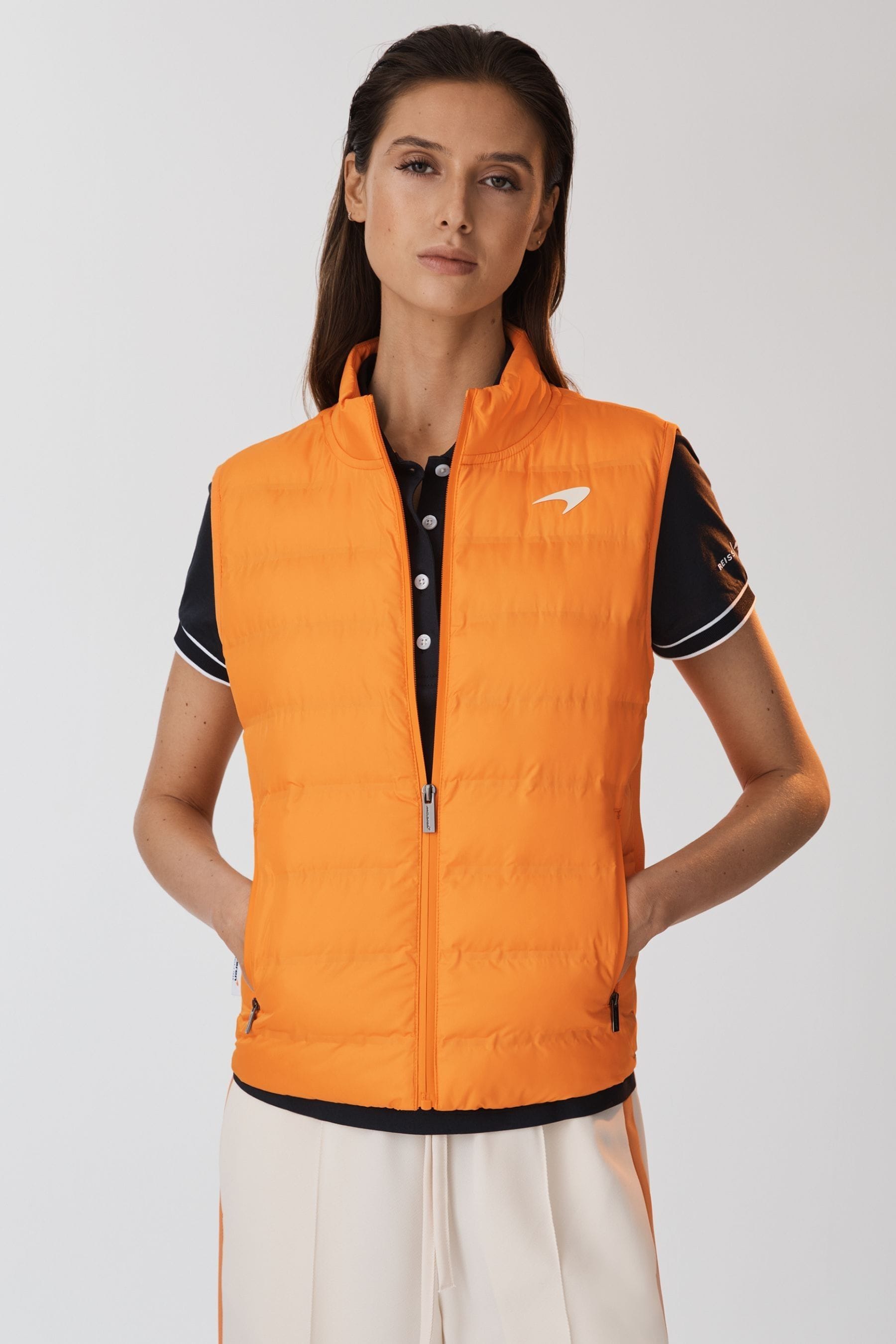 Shop Mclaren Foster -  F1 Hybrid Quilt And Knit Gilet, Us 4 In Papaya