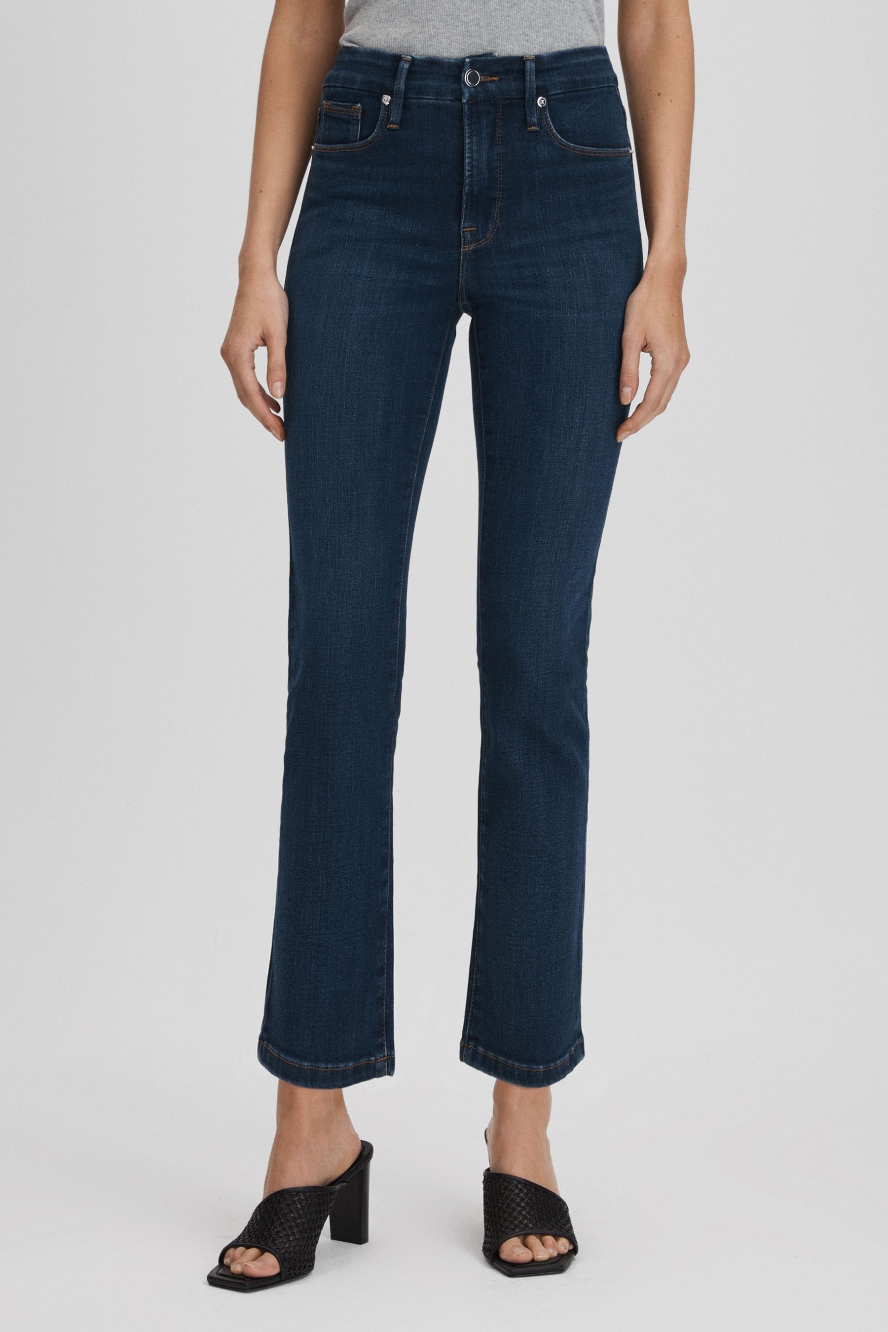 Good American Blue Slim Fit Cropped Jeans, 28