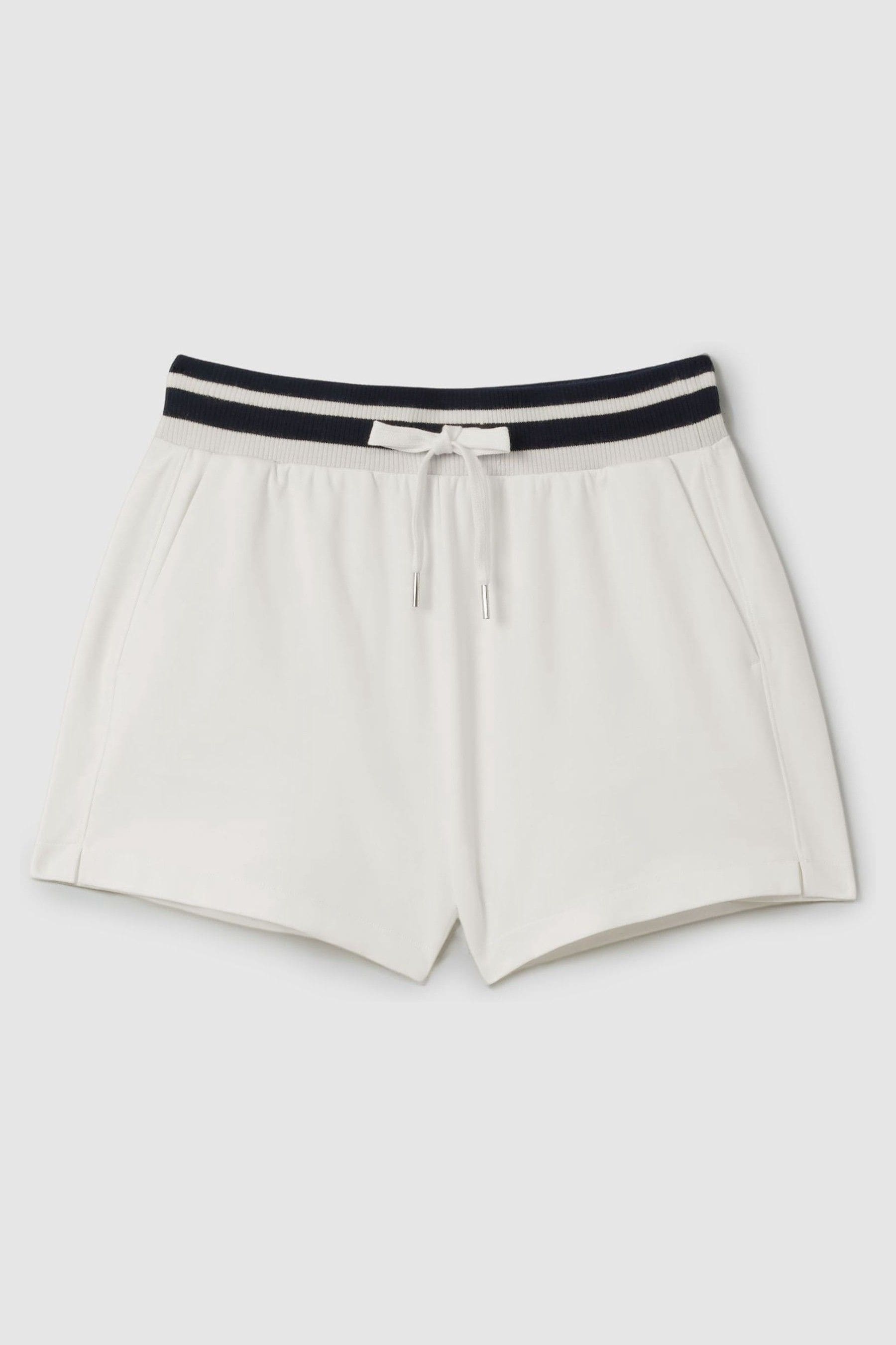 Reiss Lexi Shorts Viscose Striped, Navy/Cream Size: L