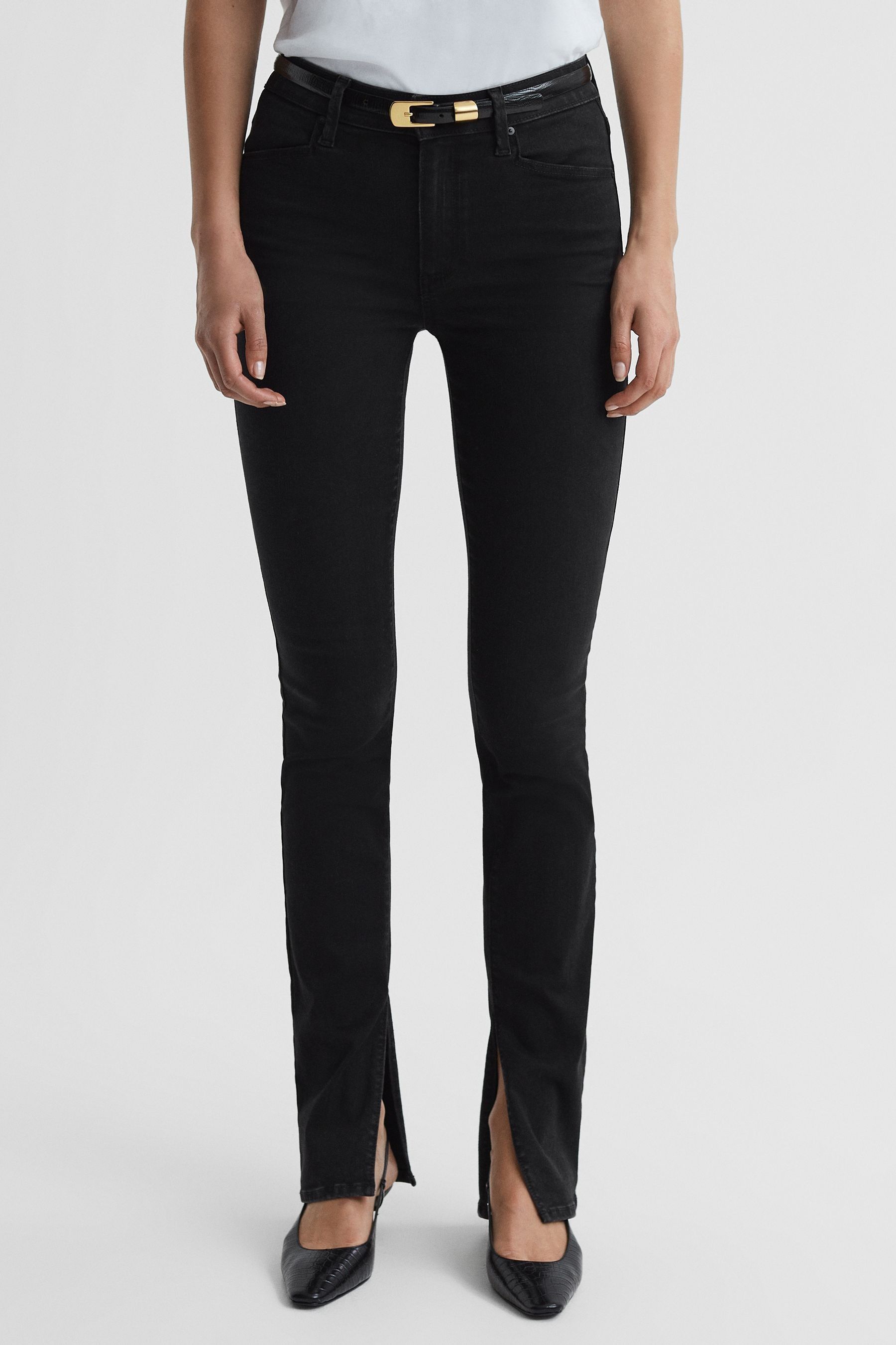 Paige Slim Fit Split Hem Jeans In Slater