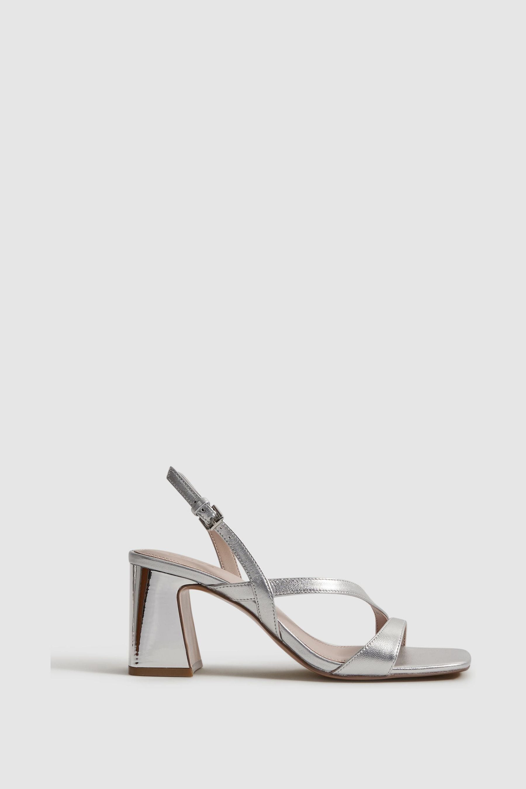 Reiss Alice - Silver Strappy Leather Heeled Sandals, Us 9