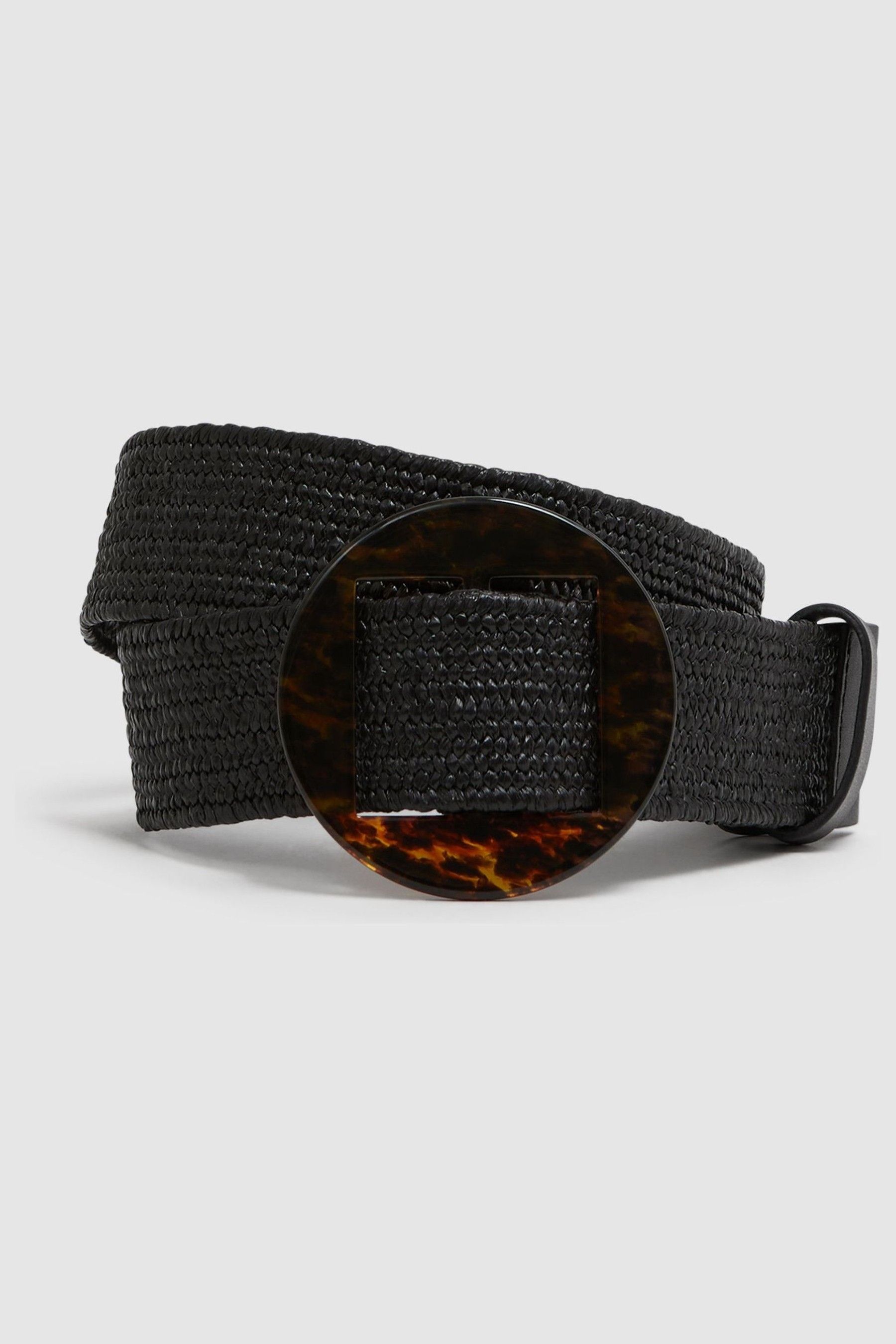 Shop Reiss Rachel - Black Elasticated Woven Belt, Uk S-m