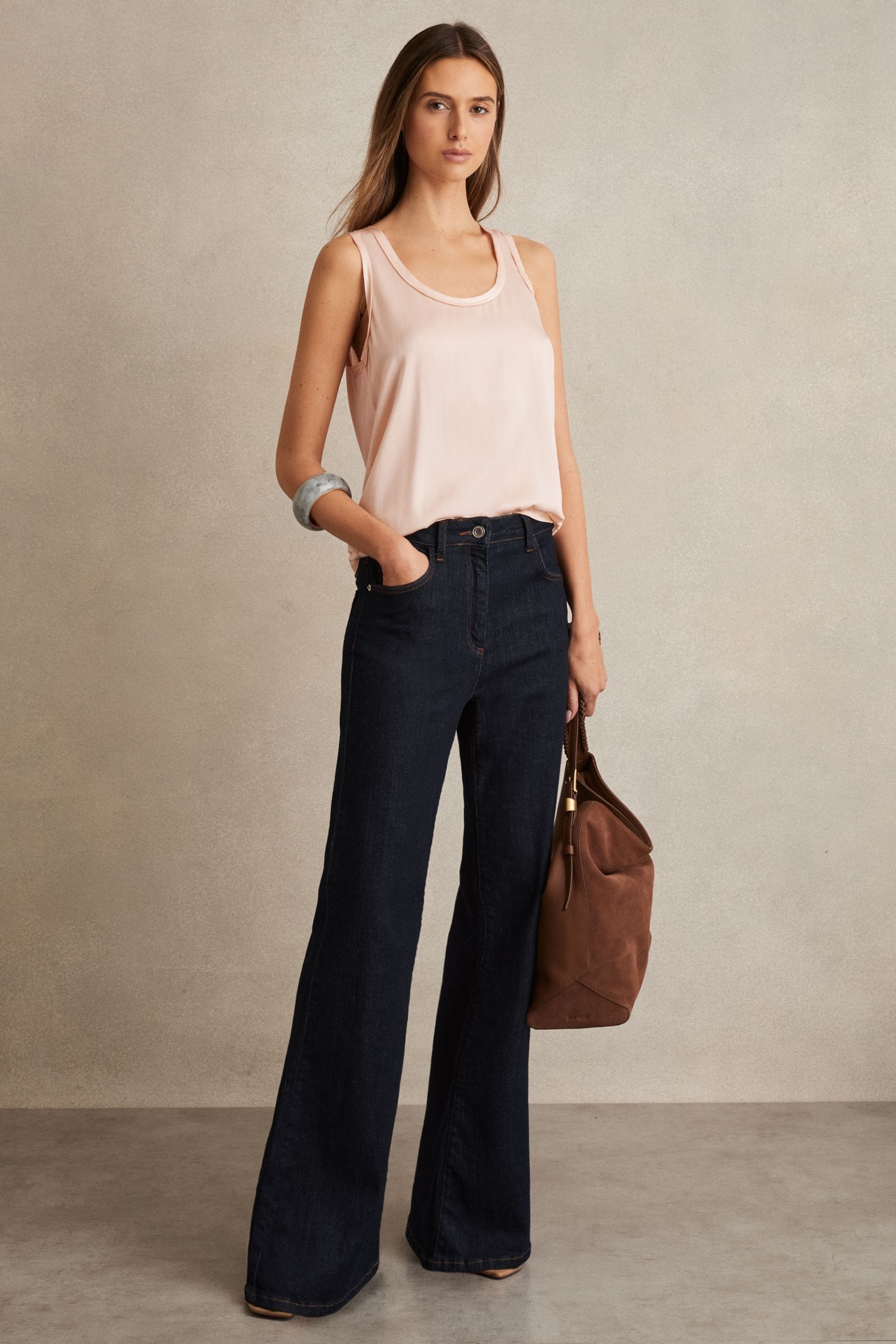 Reiss Nude Silk Front Vest