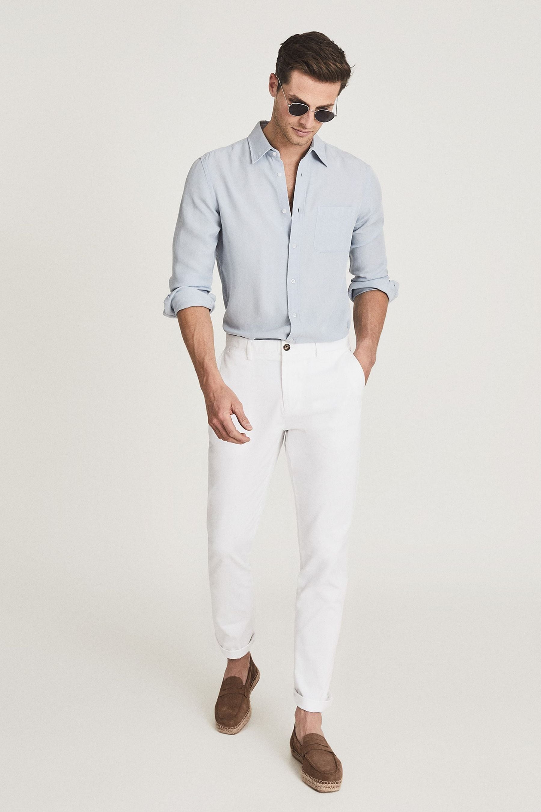 Pitch - White Slim Fit Washed...