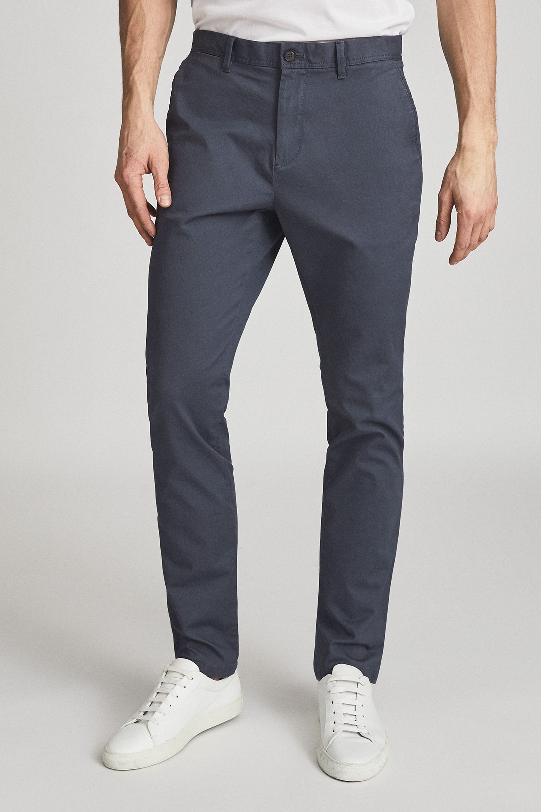 Reiss Mens Airforce Blue Pitch Slim-leg Washed-finish Stretch-cotton Chinos