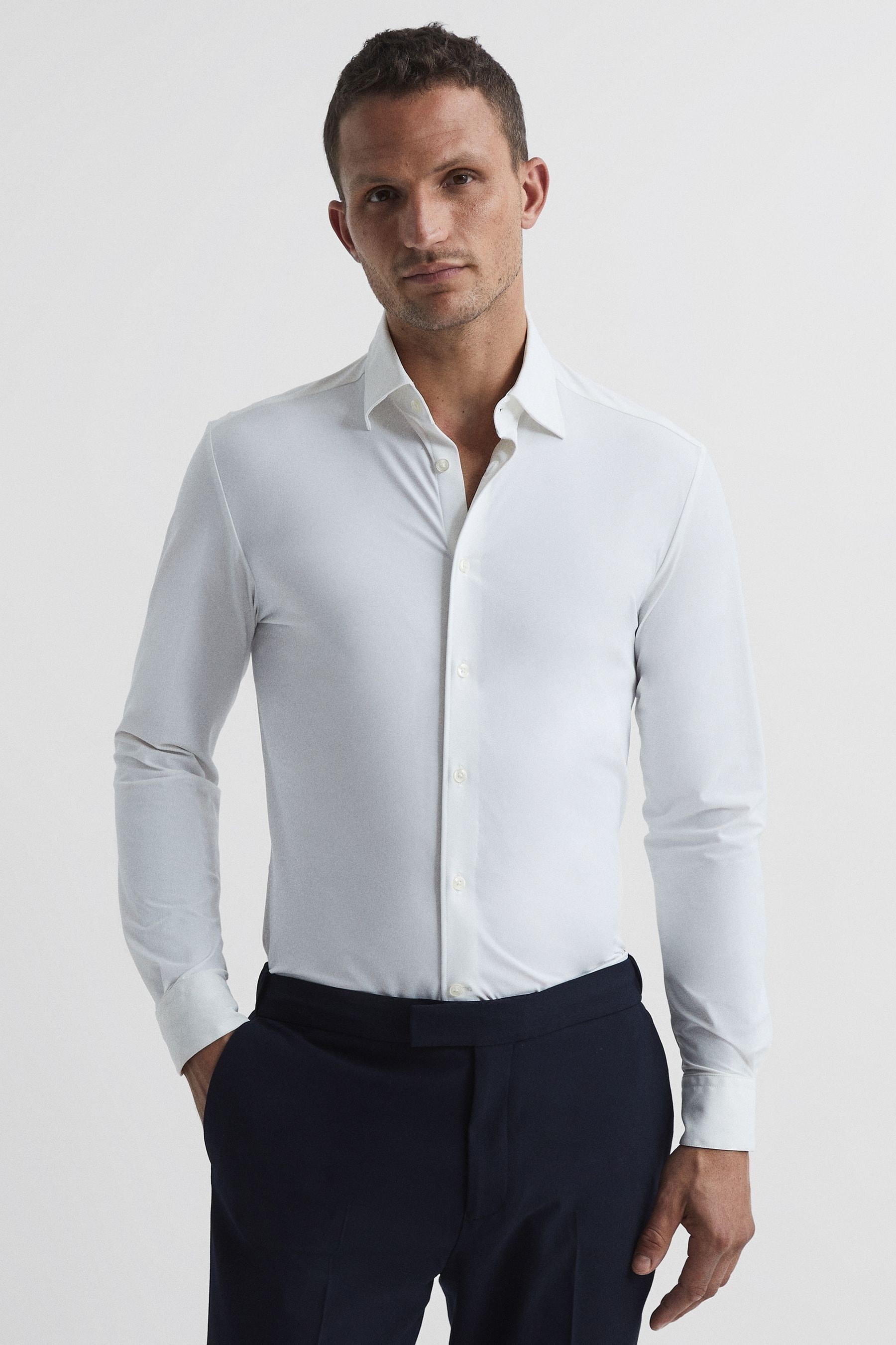 Shop Reiss Voyager - White Regular Fit Travel Shirt, Uk 2x-large