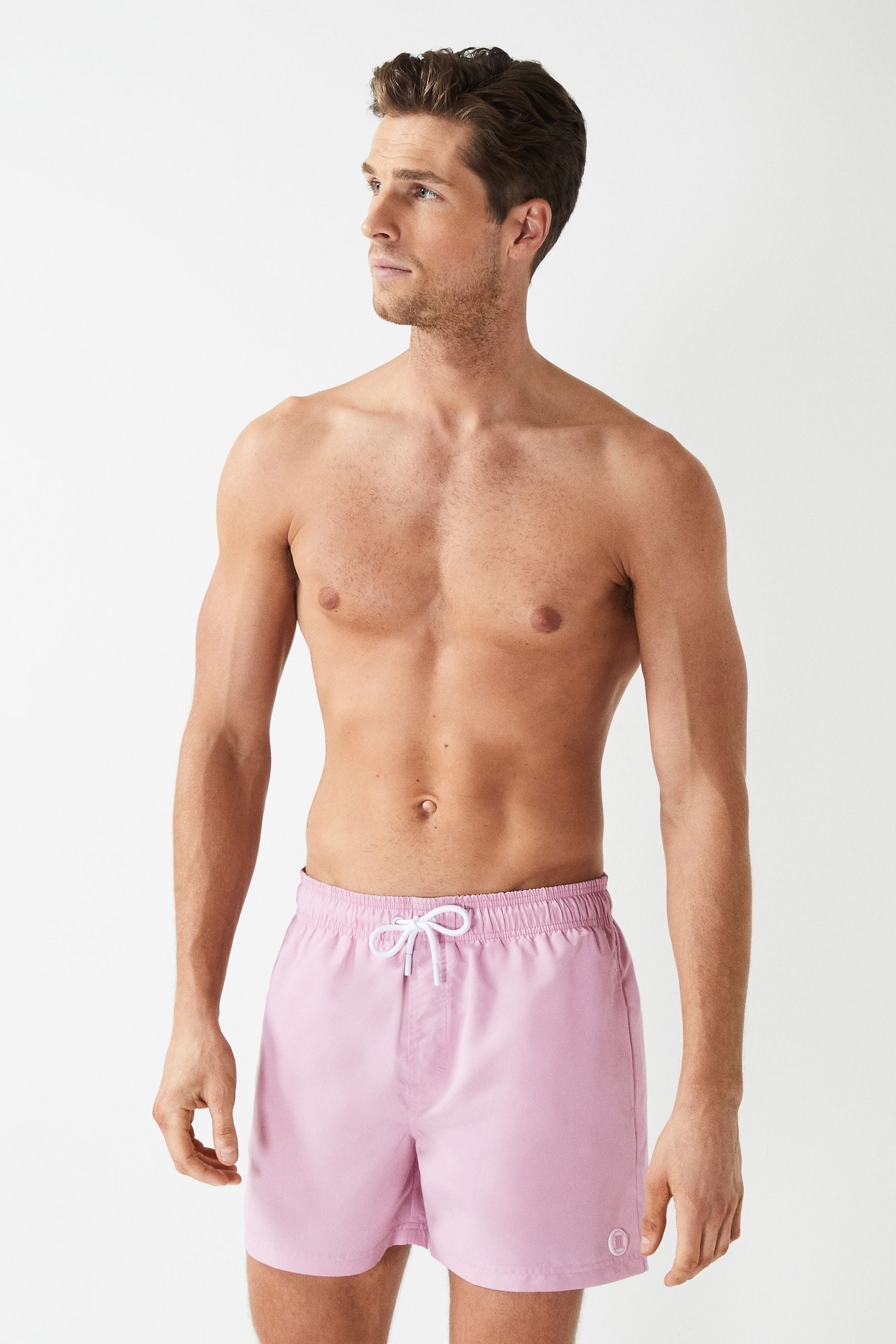Reiss Wave - Soft Pink Plain Drawstring Swim Shorts, L