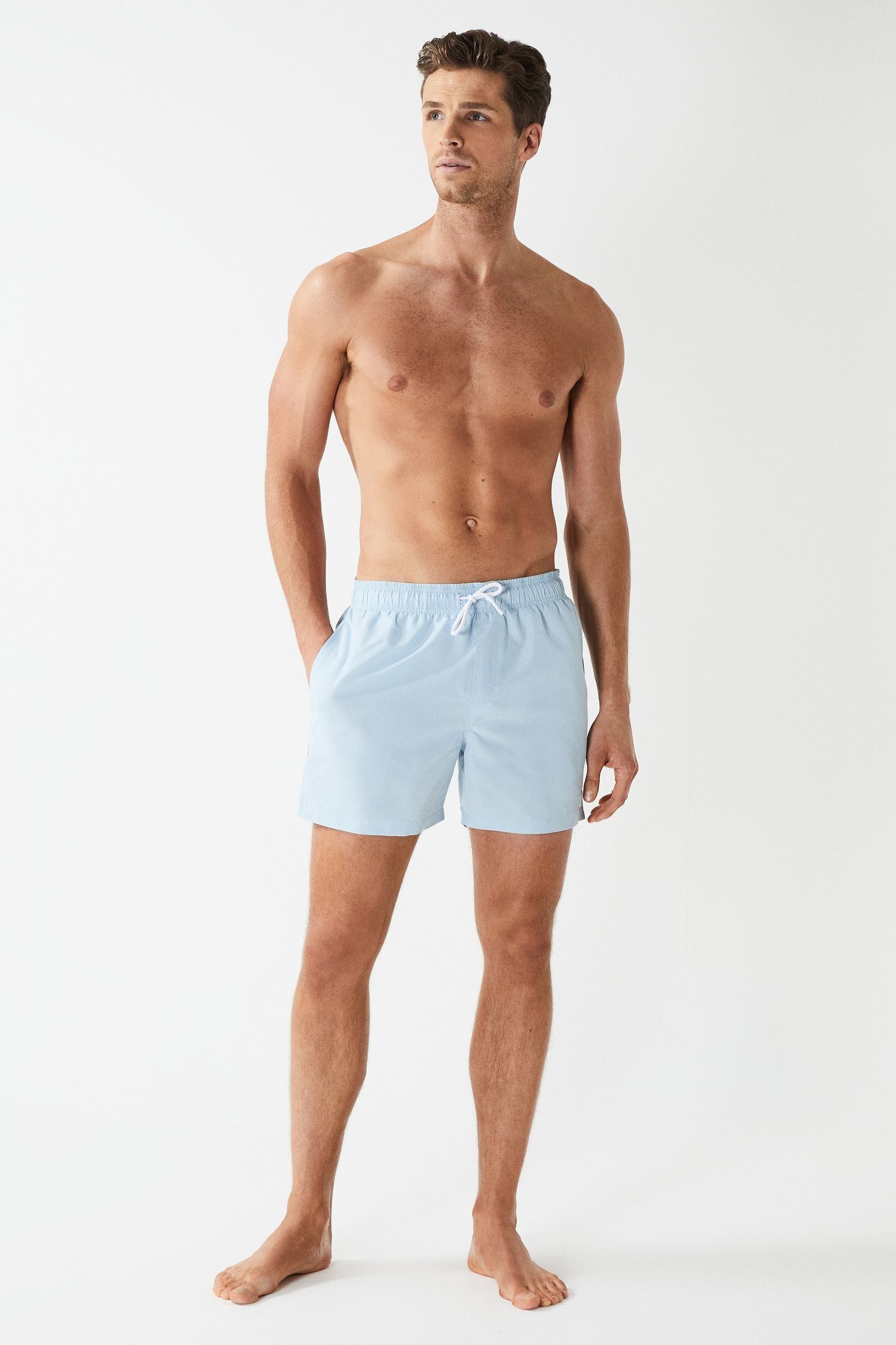 Reiss Wave - Soft Blue Plain Drawstring Swim Shorts, Uk X-large