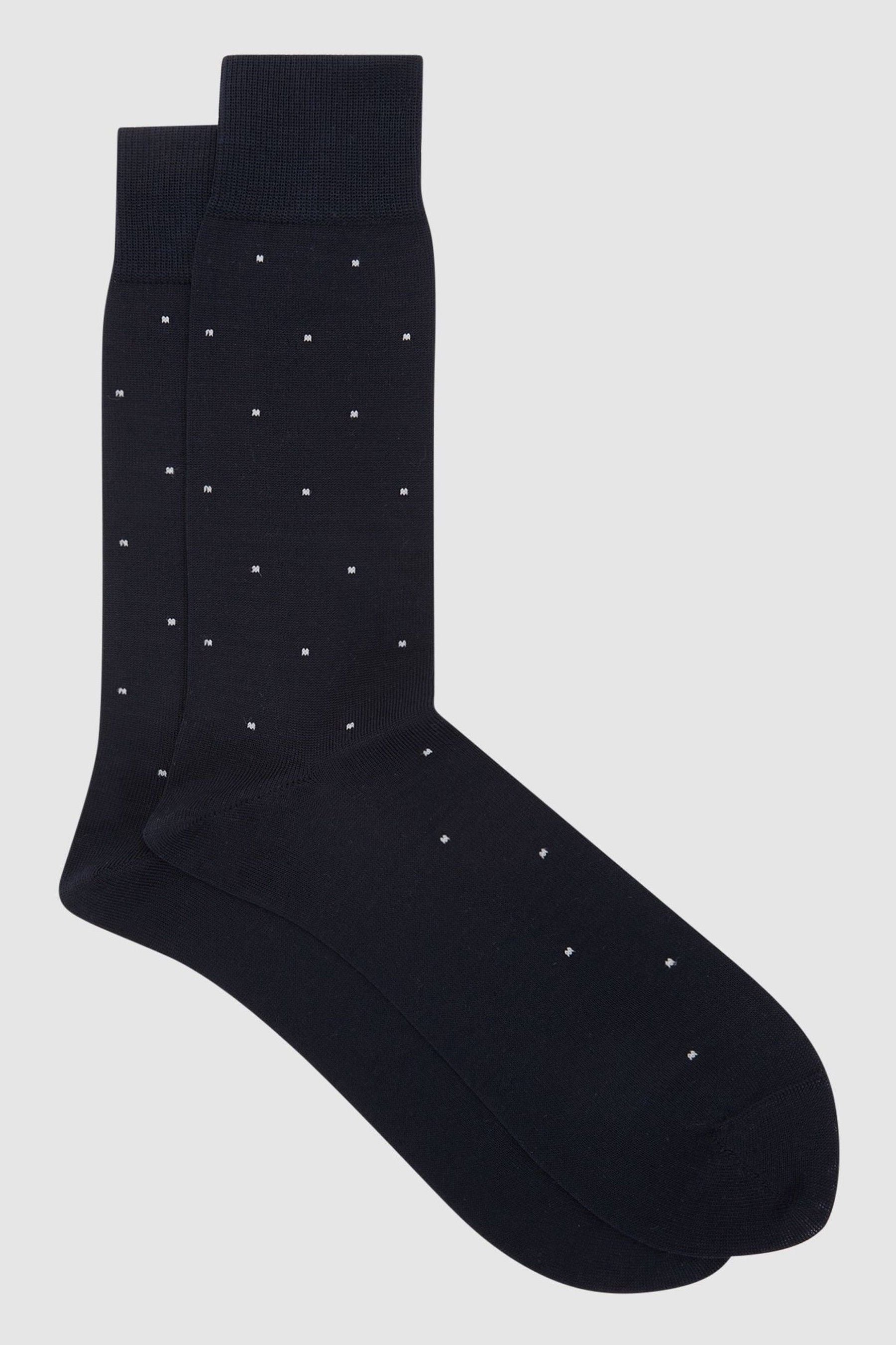 Reiss Mario Spot-print Cotton Socks In Navy