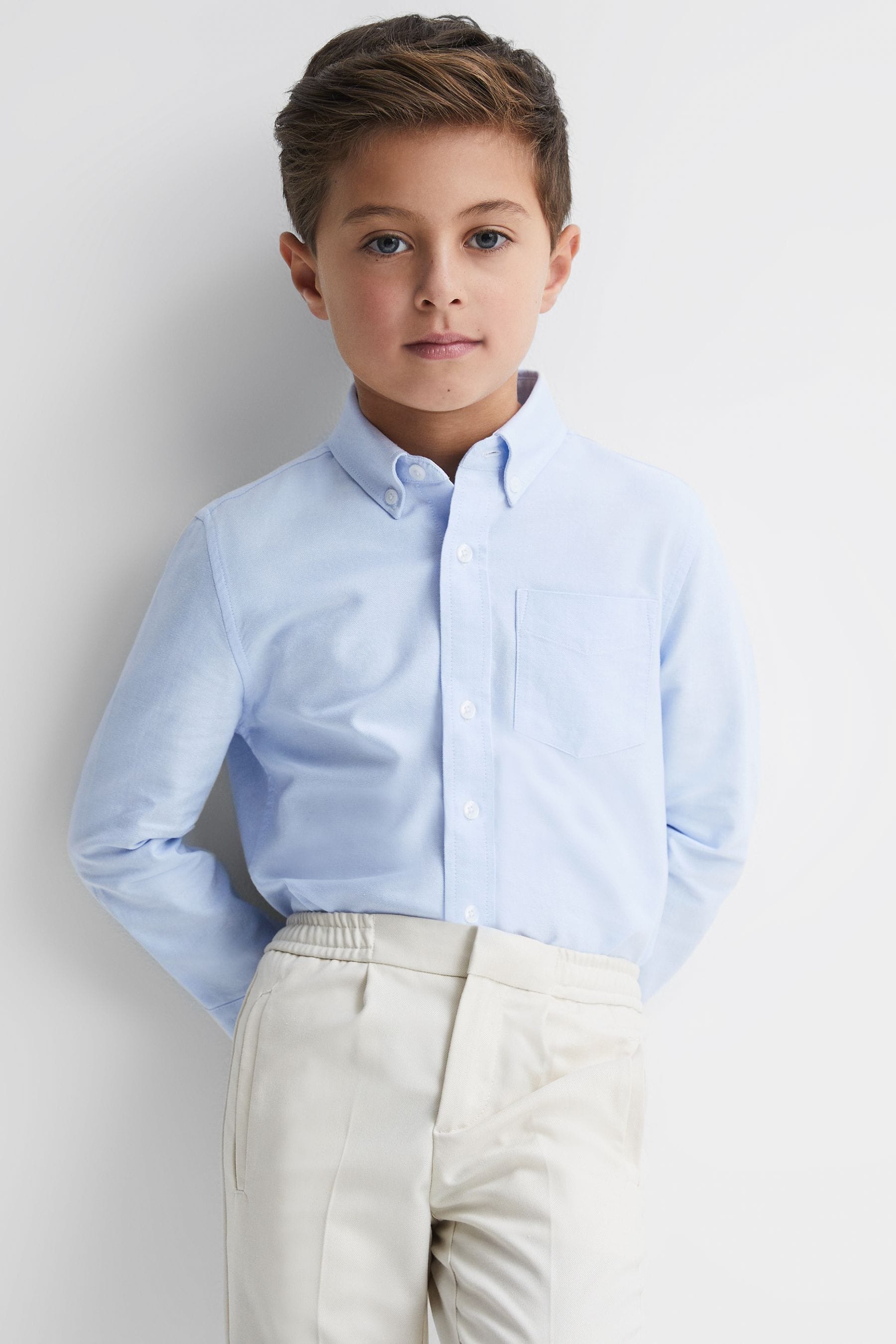 Reiss Greenwich - Soft Blue Junior Slim Fit Button-down Oxford Shirt, Uk 7-8 Yrs
