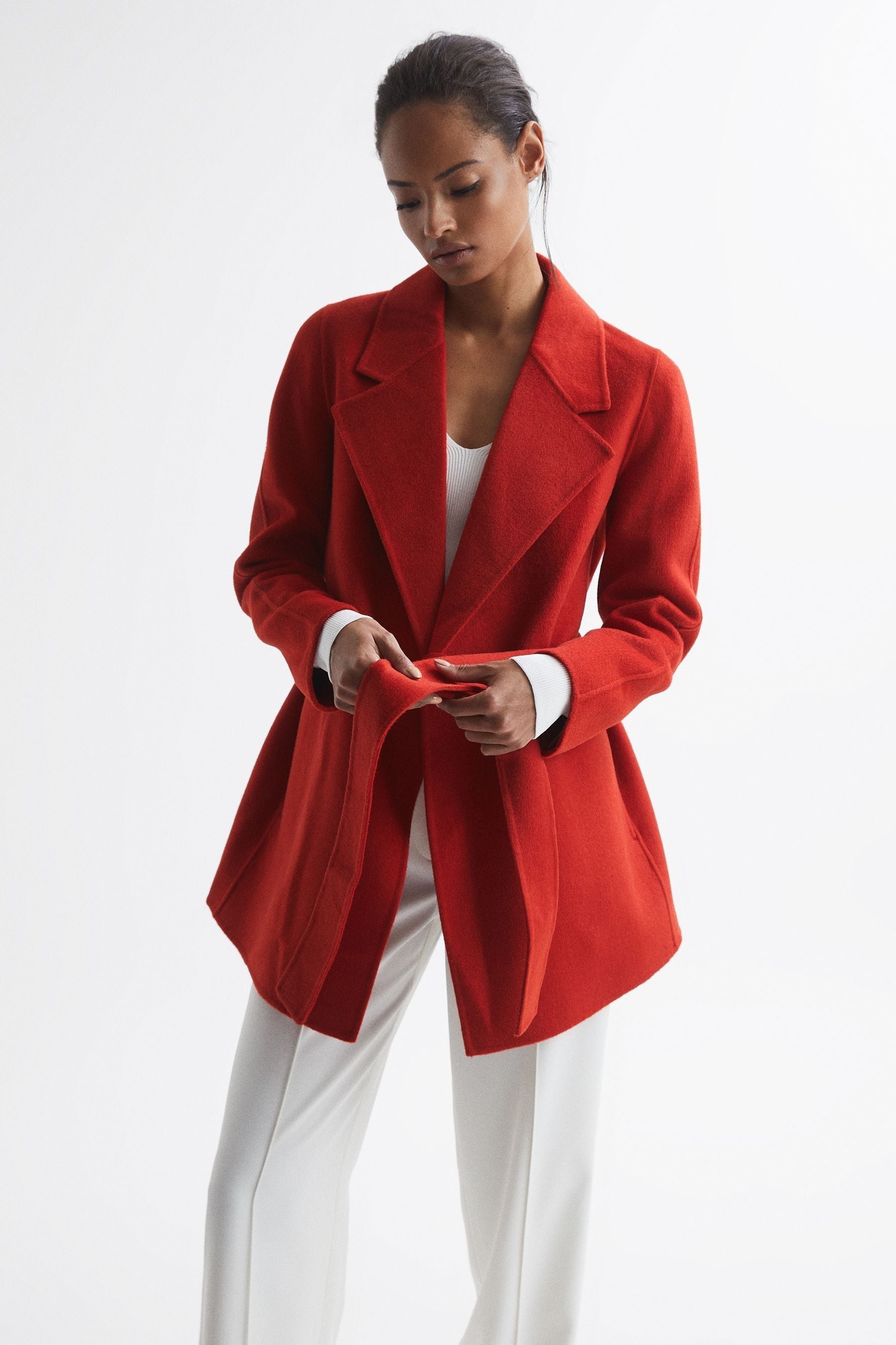 short wool belted coat