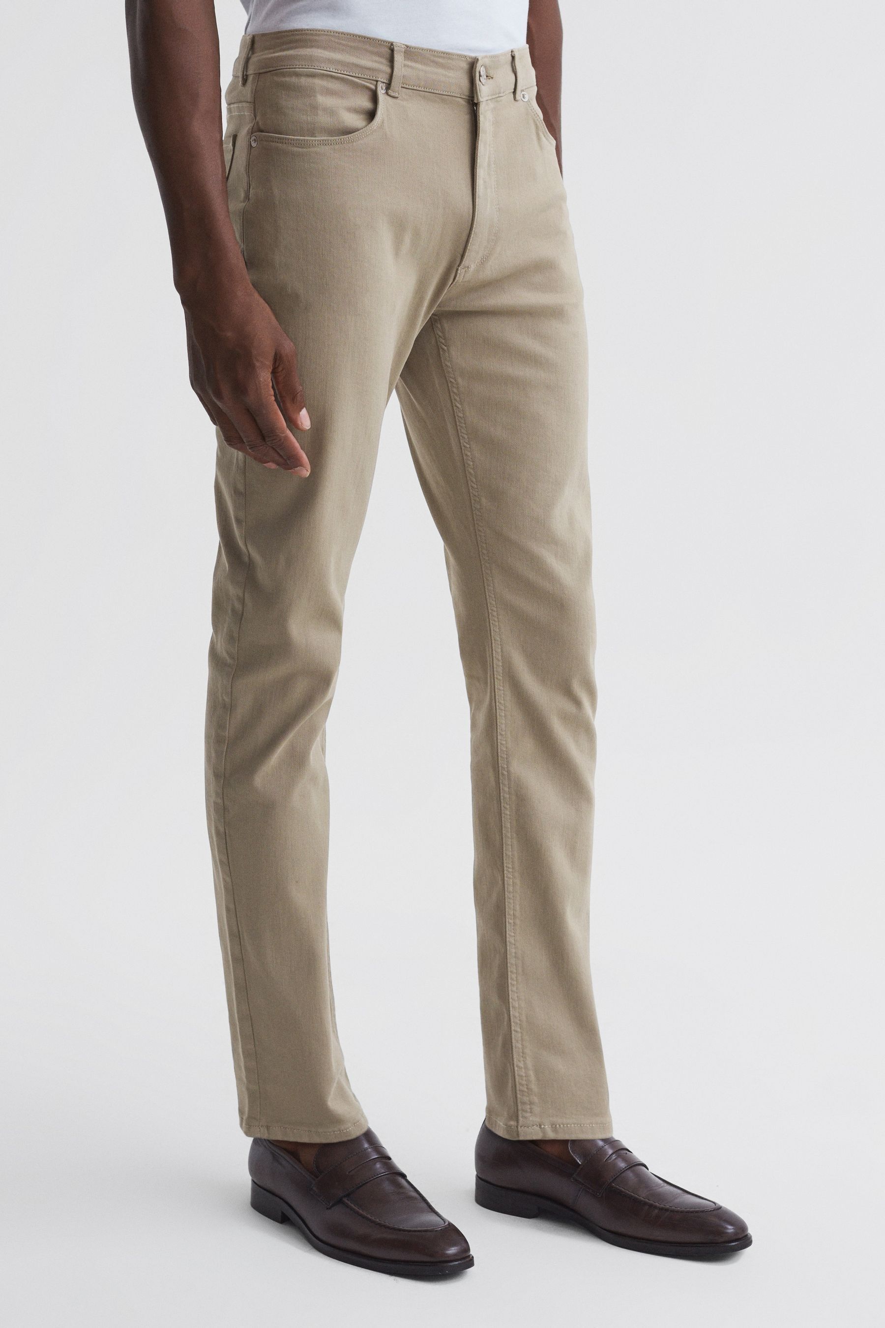 Reiss Dover Brushed Jersey Slim Fit Jeans In Sage
