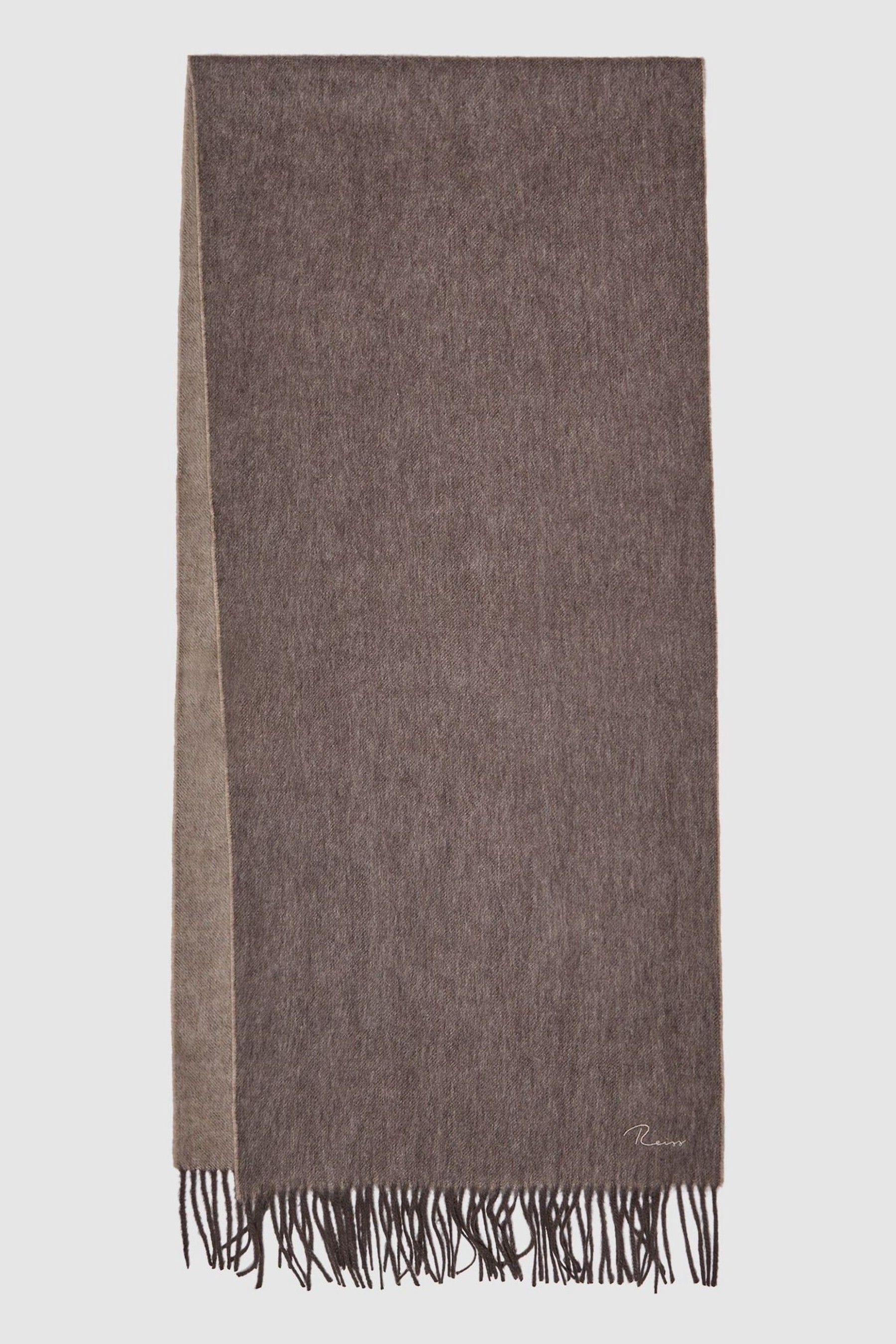 Reiss Picton - Taupe Cashmere Blend Scarf, One In Brown